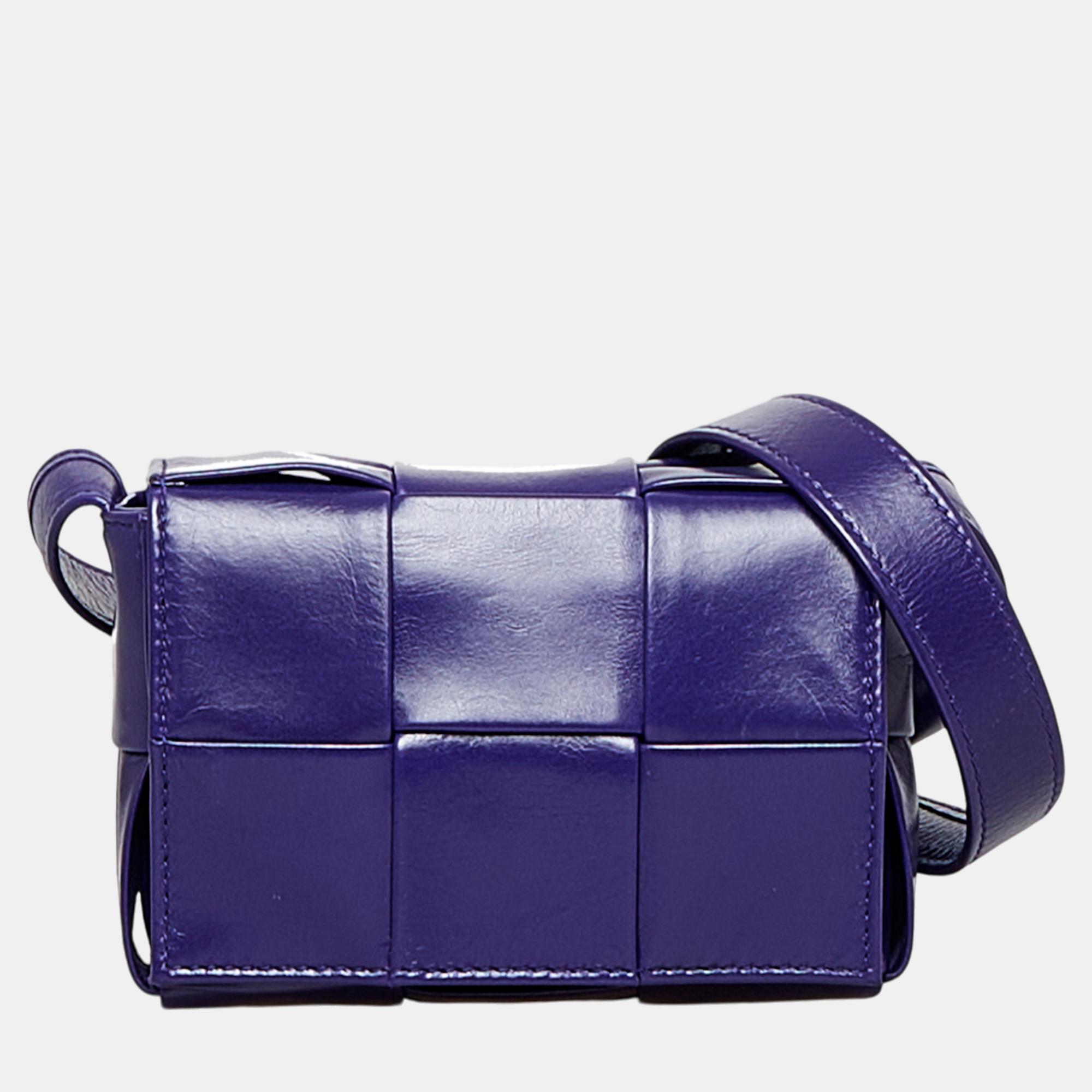 

Bottega Veneta Purple Candy Calfskin Intrecciato Cassette Crossbody Bag