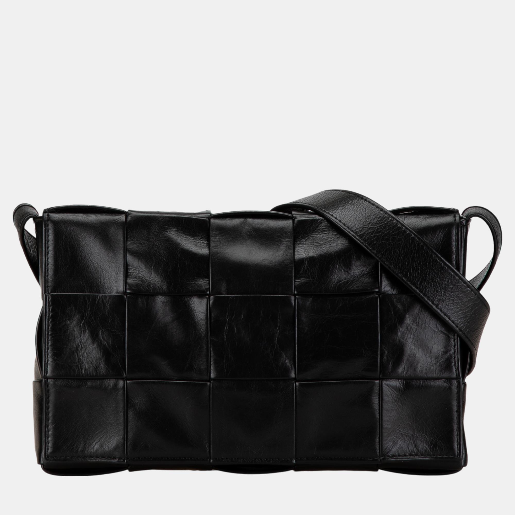 

Bottega Veneta Black Lambskin Intrecciato Cassette Crossbody