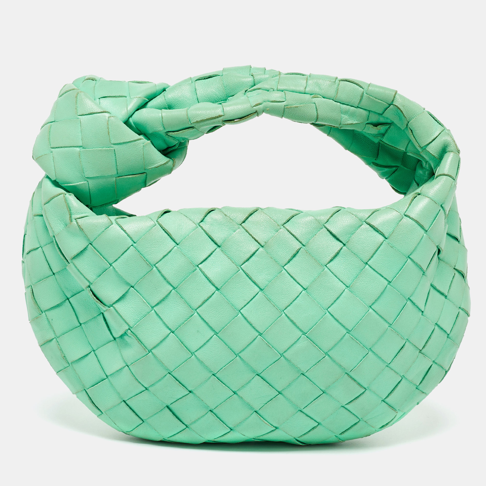 

Bottega Veneta Light Green Leather Mini Jodie Hobo