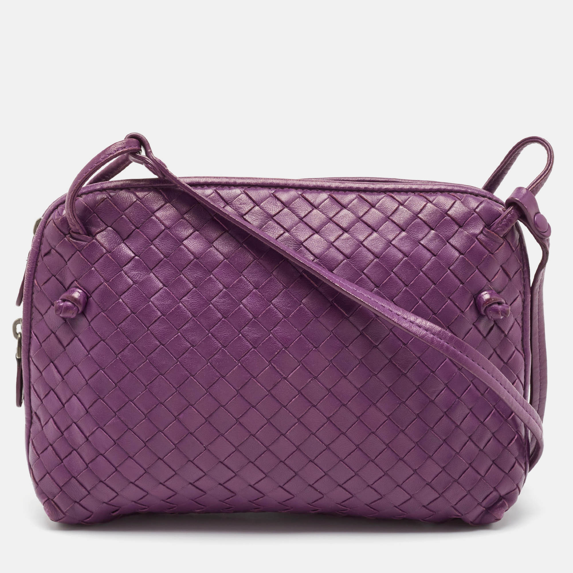 

Bottega Veneta Purple Intrecciato Leather Nodini Crossbody Bag