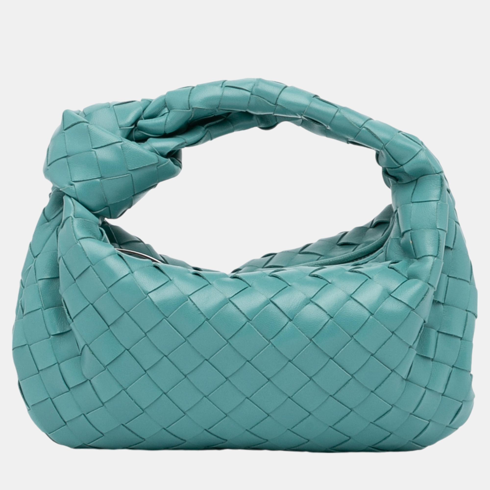 

Bottega Veneta Blue Mini Patent Intrecciato Jodie