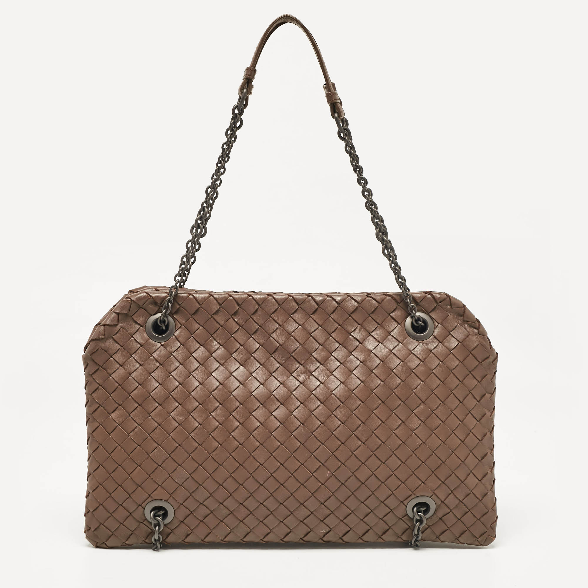 

Bottega Veneta Brown Intrecciato Leather Duo Shoulder Bag