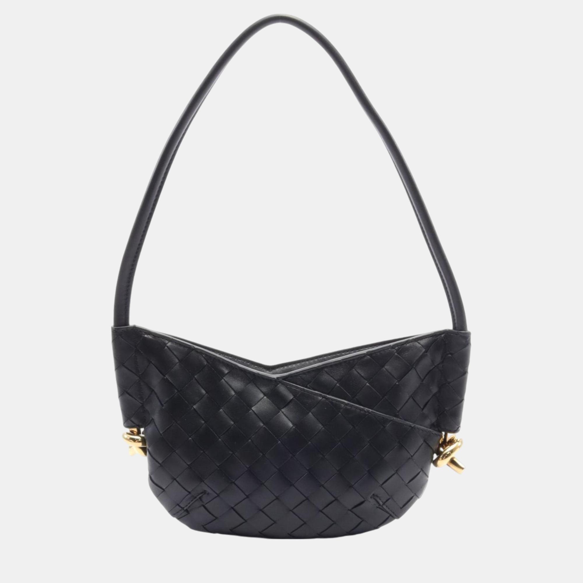 

Bottega Veneta Black Leather Soltis Shoulder Bag