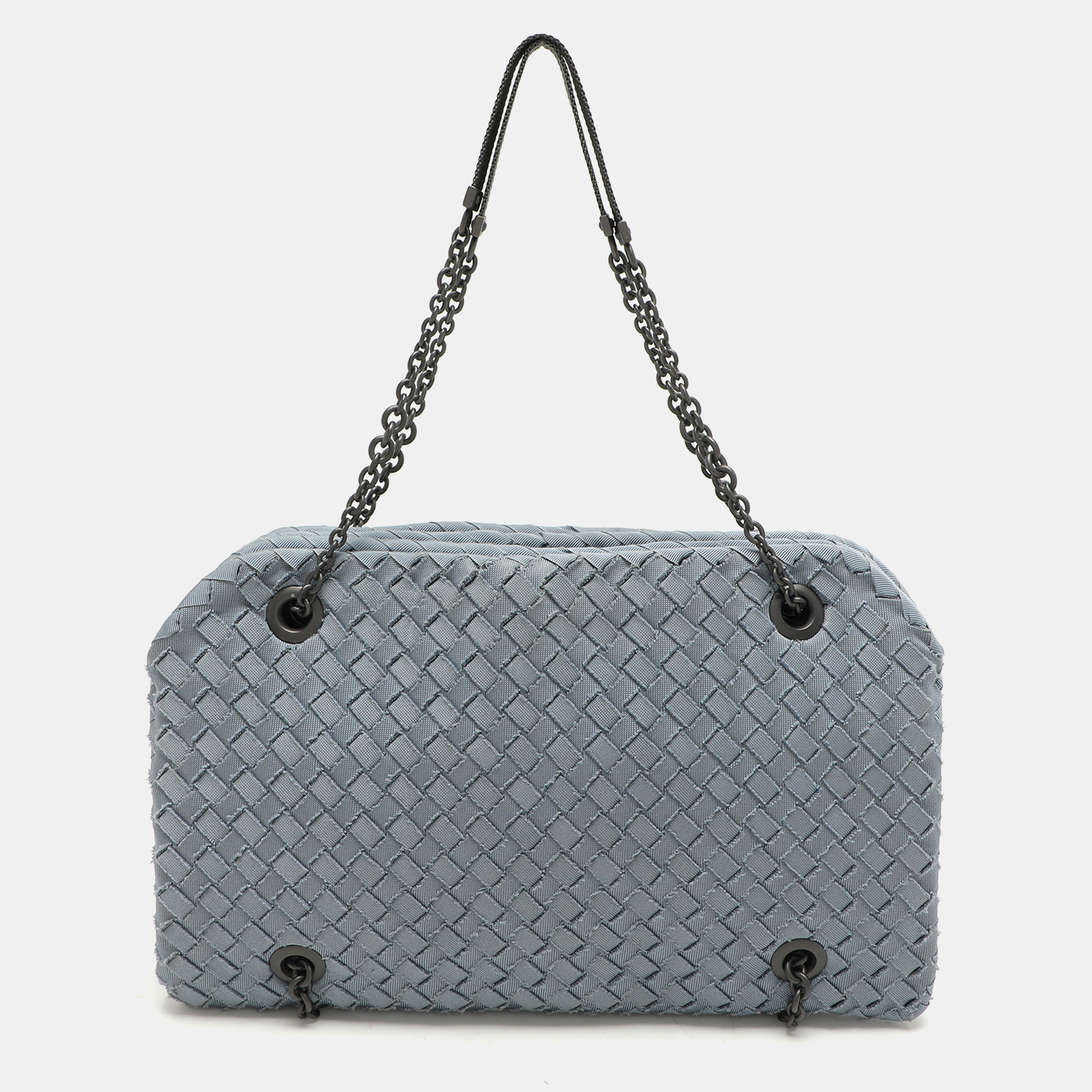 

Bottega Veneta Light Blue Intrecciato Fabric Duo Shoulder Bag