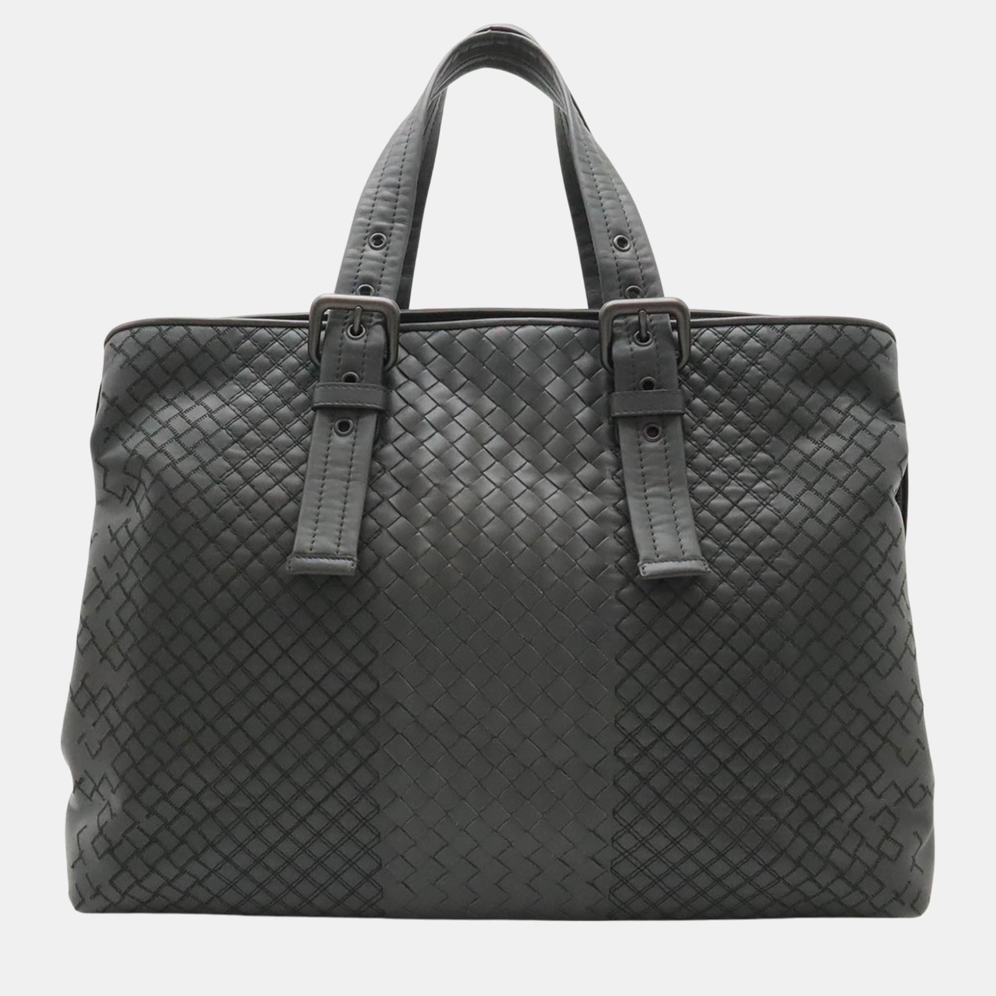 

Bottega Veneta grey leather Intreccio Aurelio tote bag