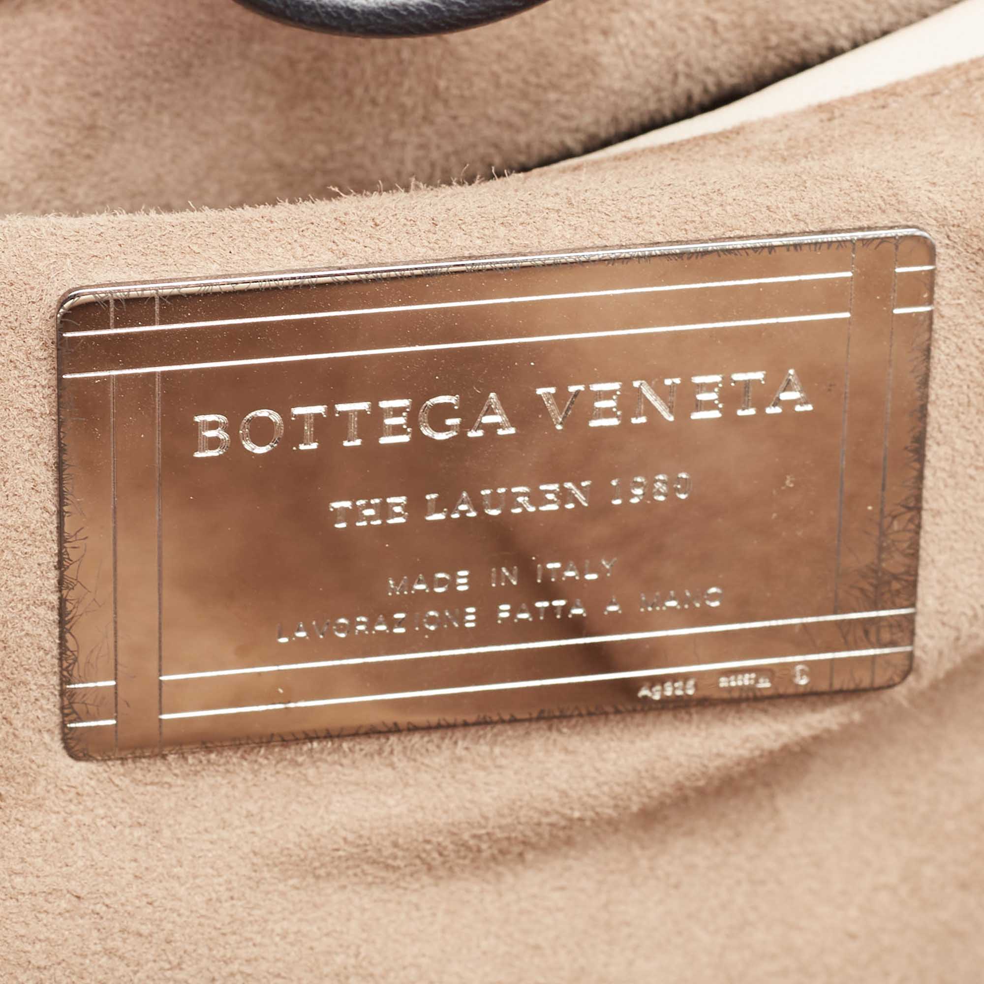 Bottega Veneta Off White/Black Intrecciato Leather Lauren 1980 Clutch 