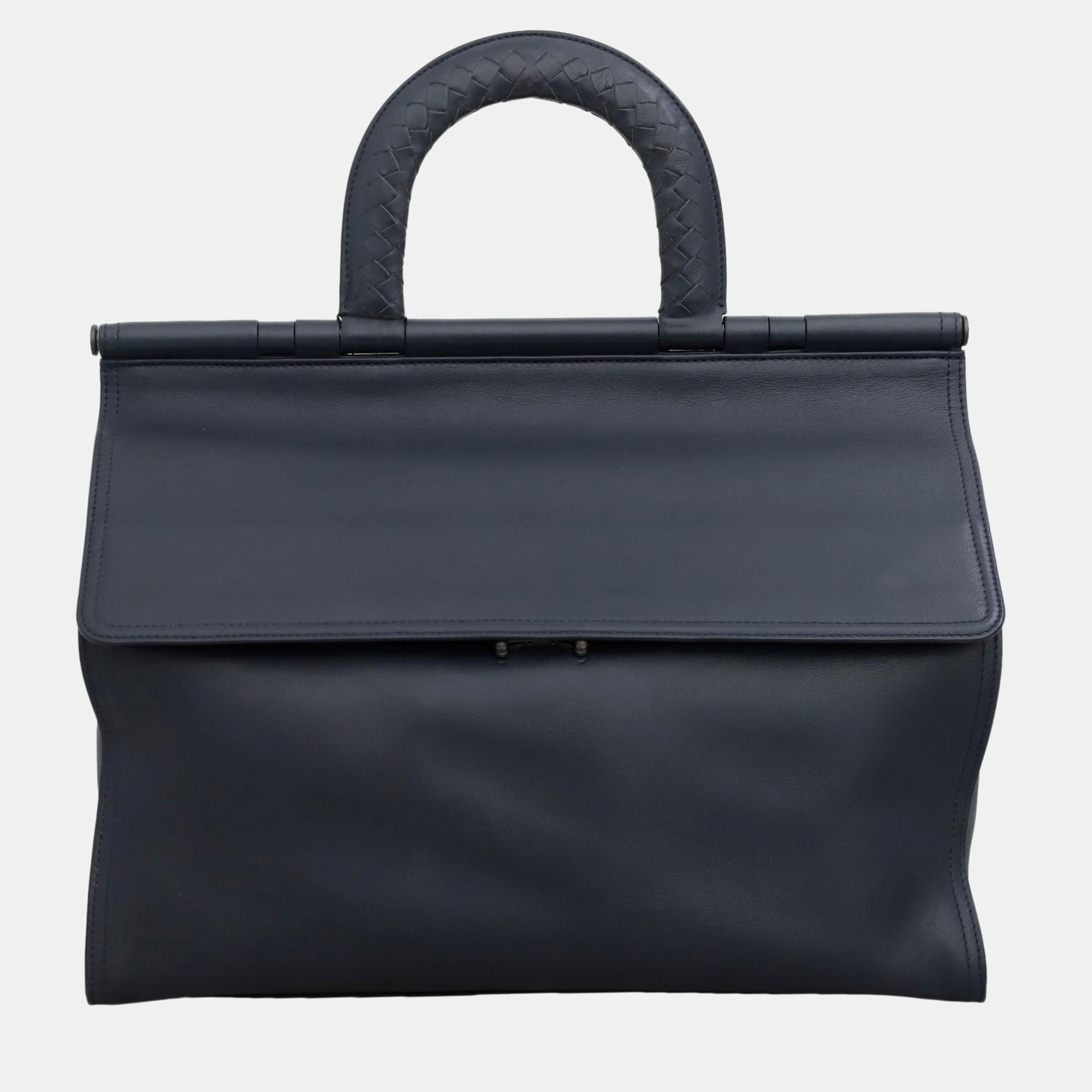 

Bottega Veneta Top Handle Leather Briefcase, Navy blue