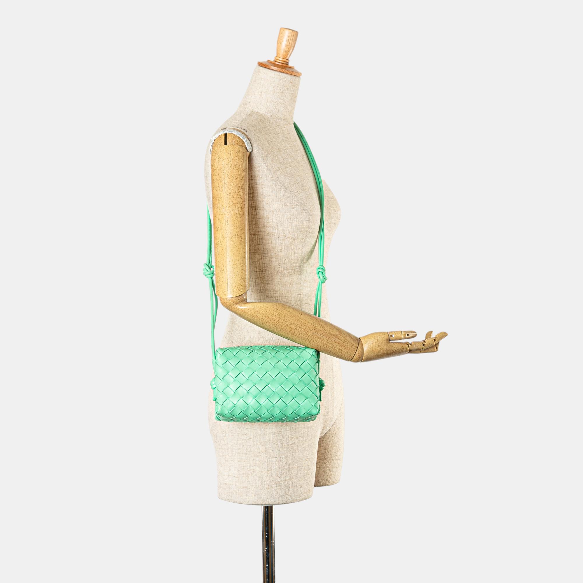 Bottega Veneta Green Mini Nappa Intrecciato Loop Camera Bag 