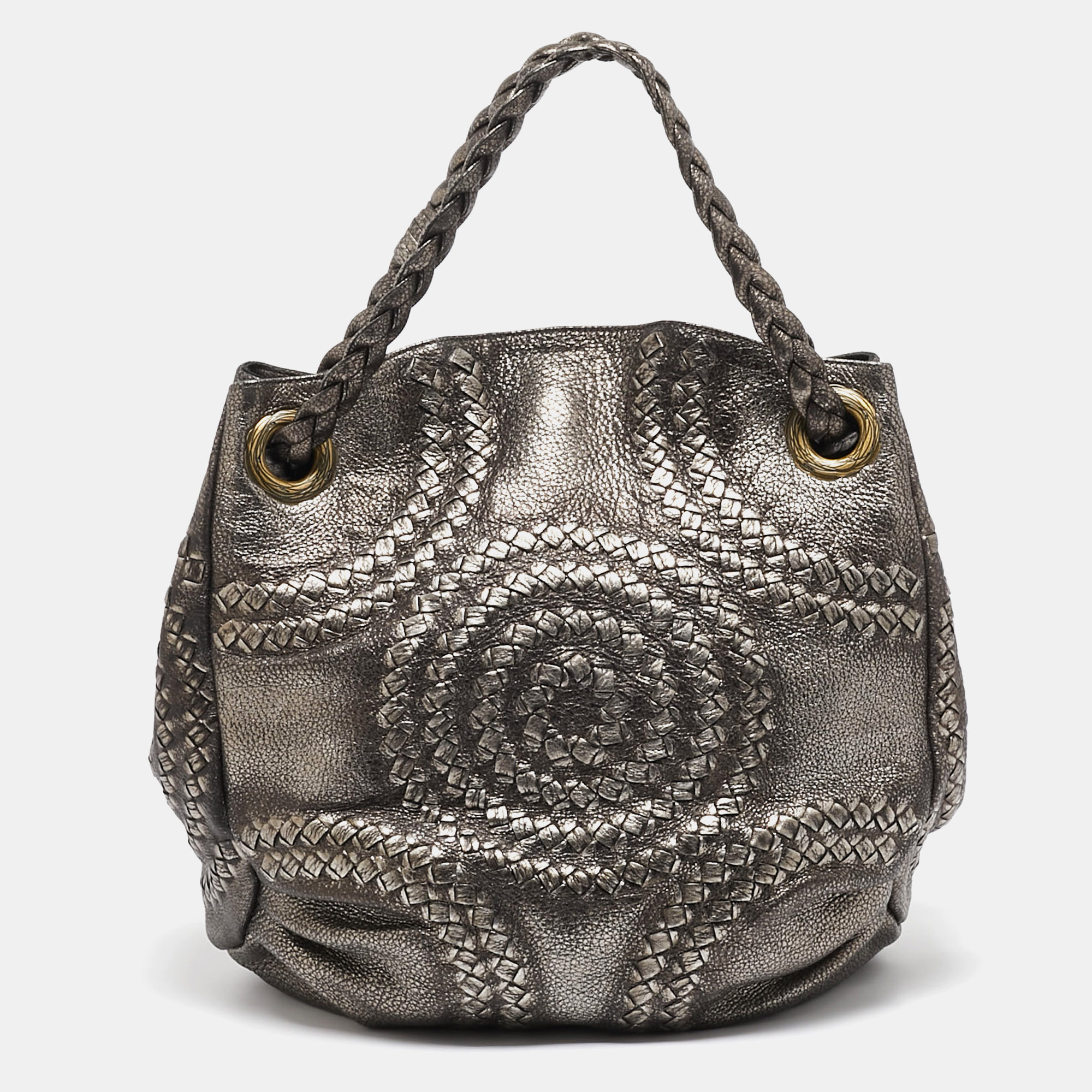 

Bottega Veneta Metallic Leather Illusion Hobo