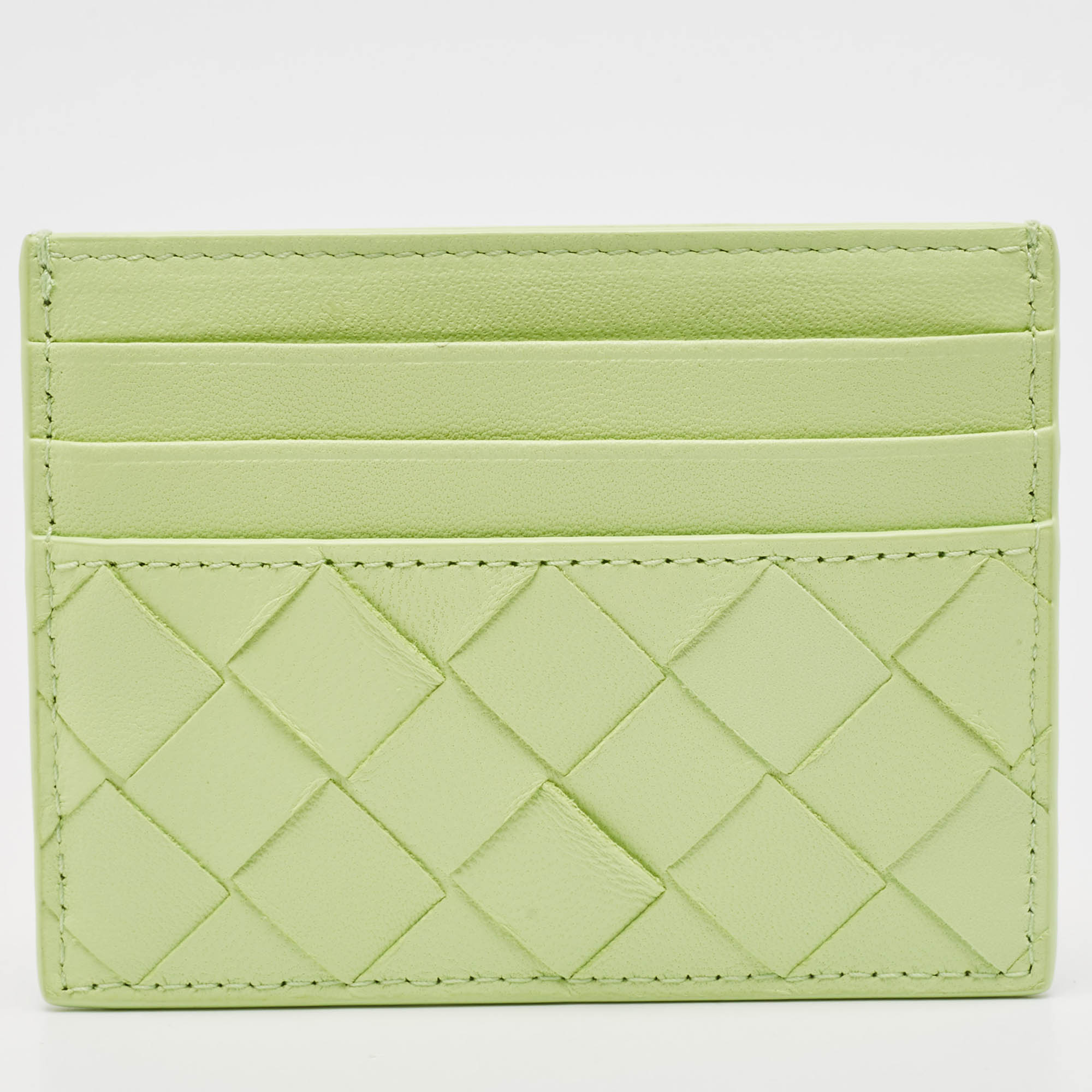 

Bottega Veneta Light Green Intrecciato Leather Card Holder