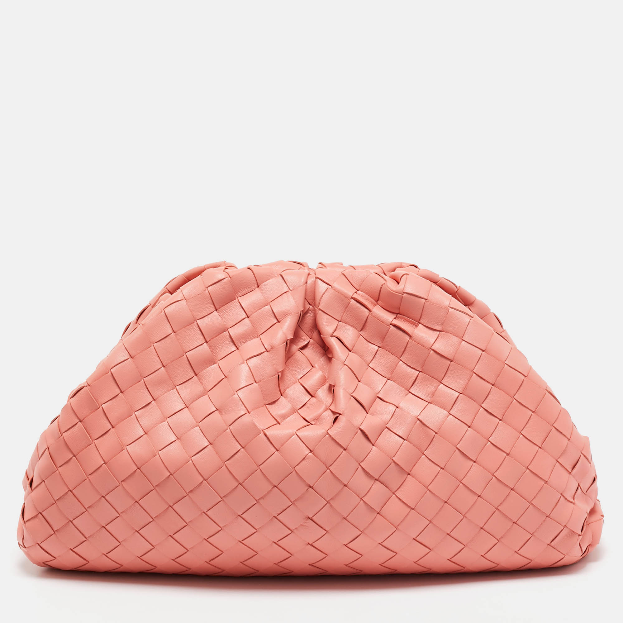 

Bottega Veneta Peach Intrecciato Leather Classic The Pouch, Orange