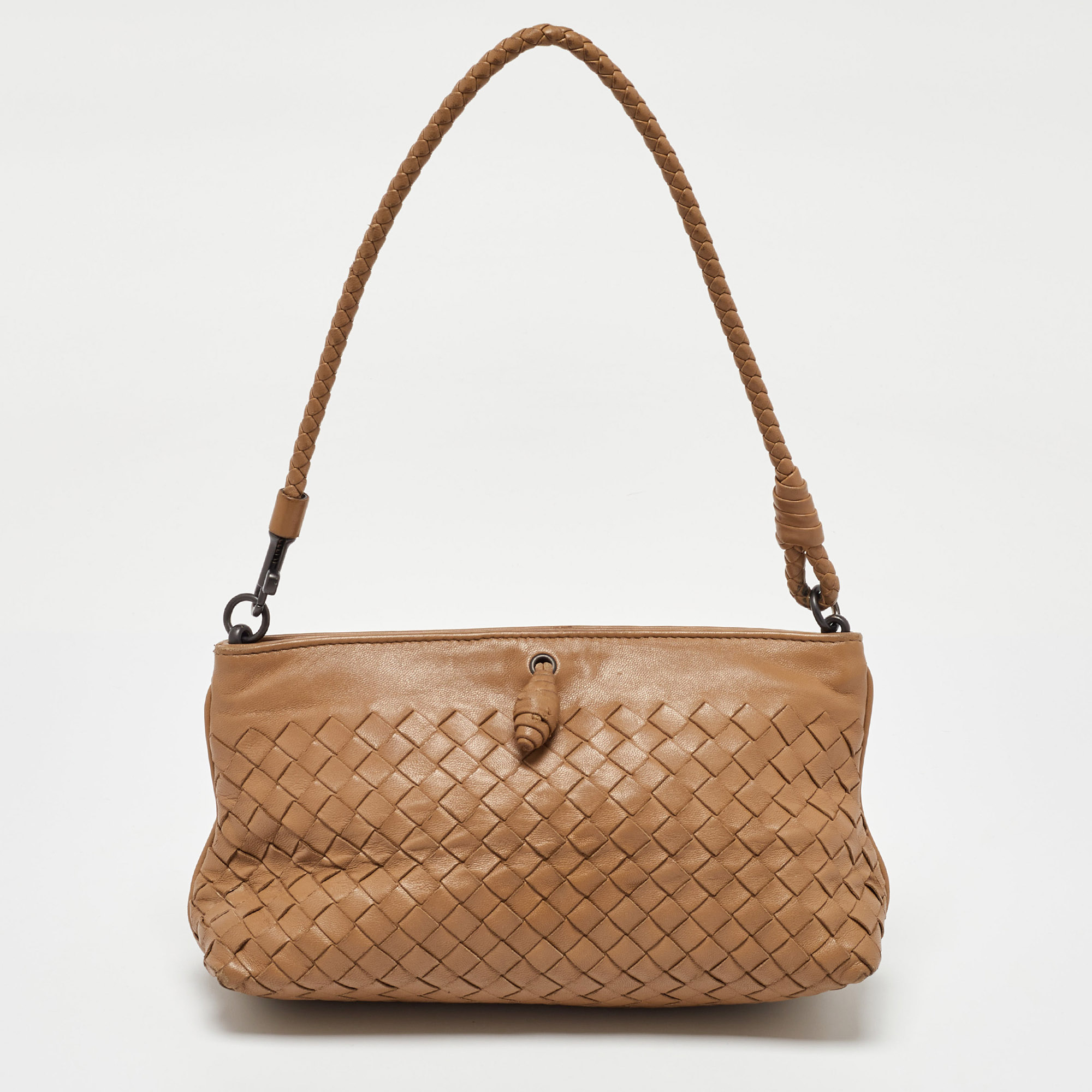 Bottega Veneta Sand Brown Intrecciato Leather Shoulder Bag 