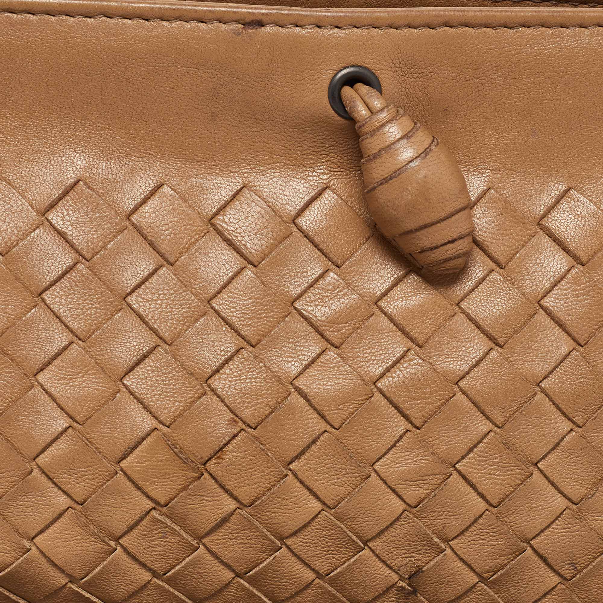 Bottega Veneta Sand Brown Intrecciato Leather Shoulder Bag 