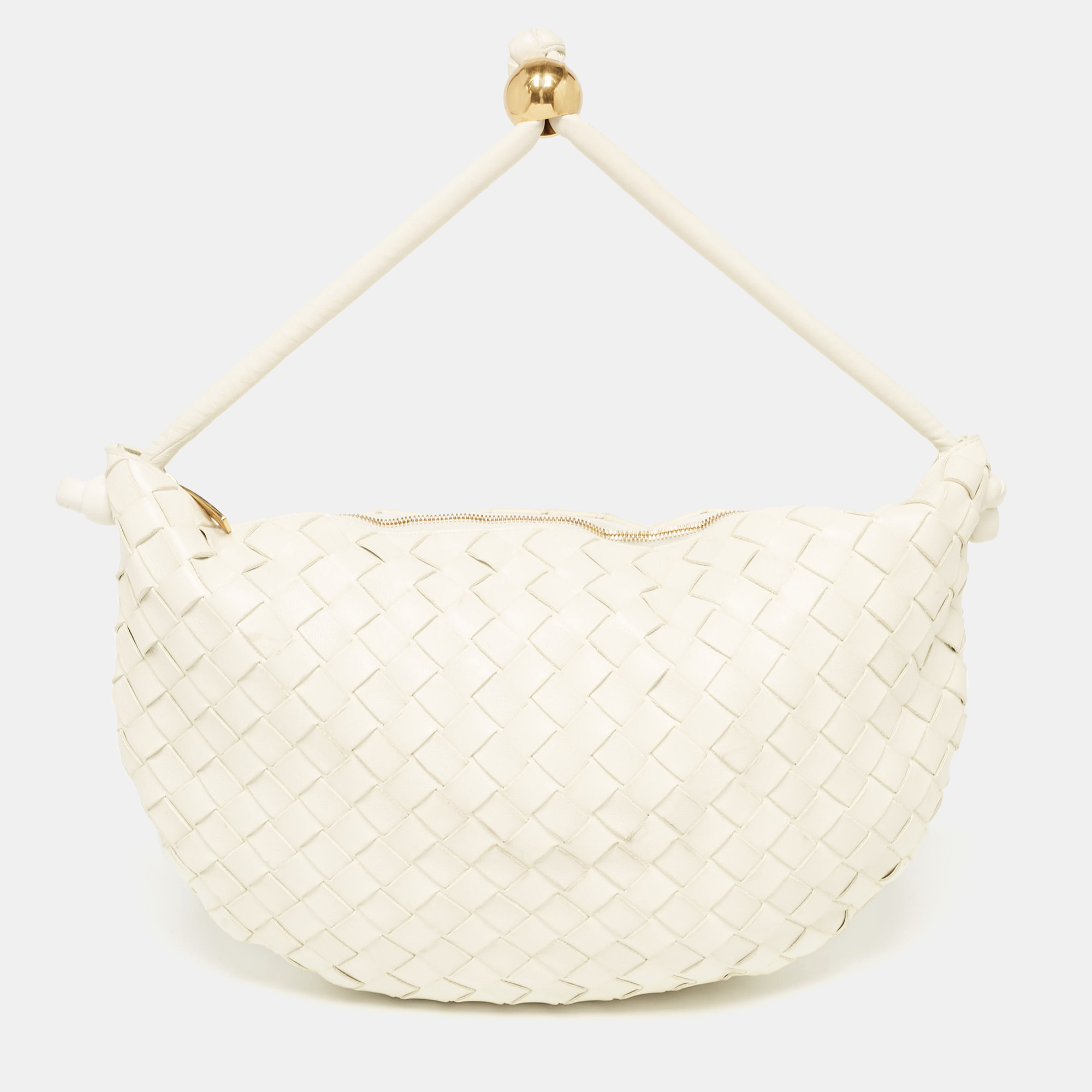 

Bottega Veneta White Intrecciato Leather Medium Turn Pouch