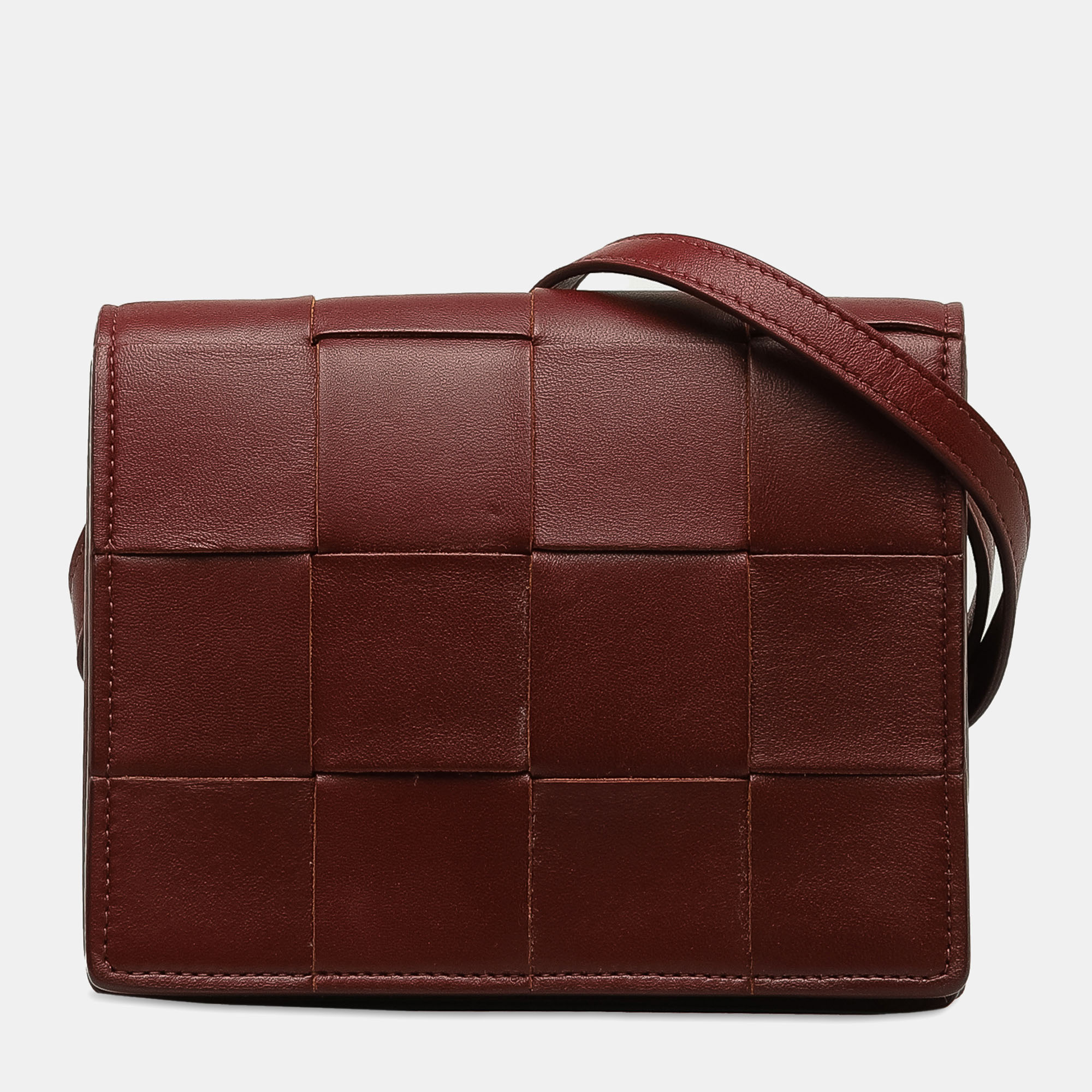 

Bottega Veneta Burgundy Leather Nappa Intrecciato Cassette Crossbody Bag