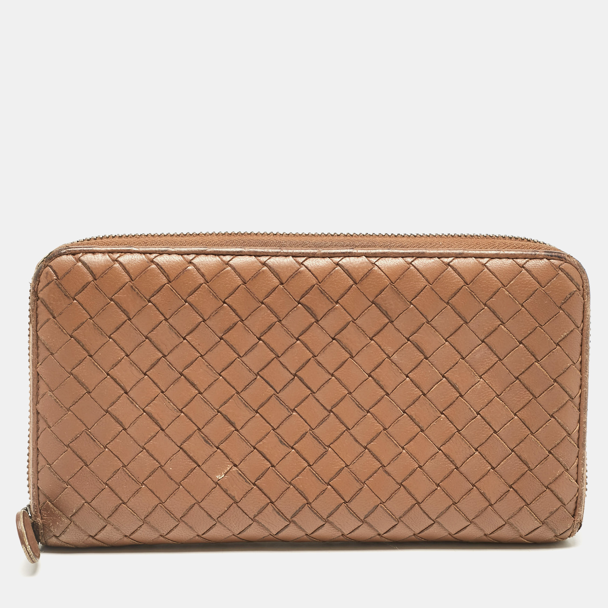 

Bottega Veneta Brown Intrecciato Leather Zip Continental Wallet