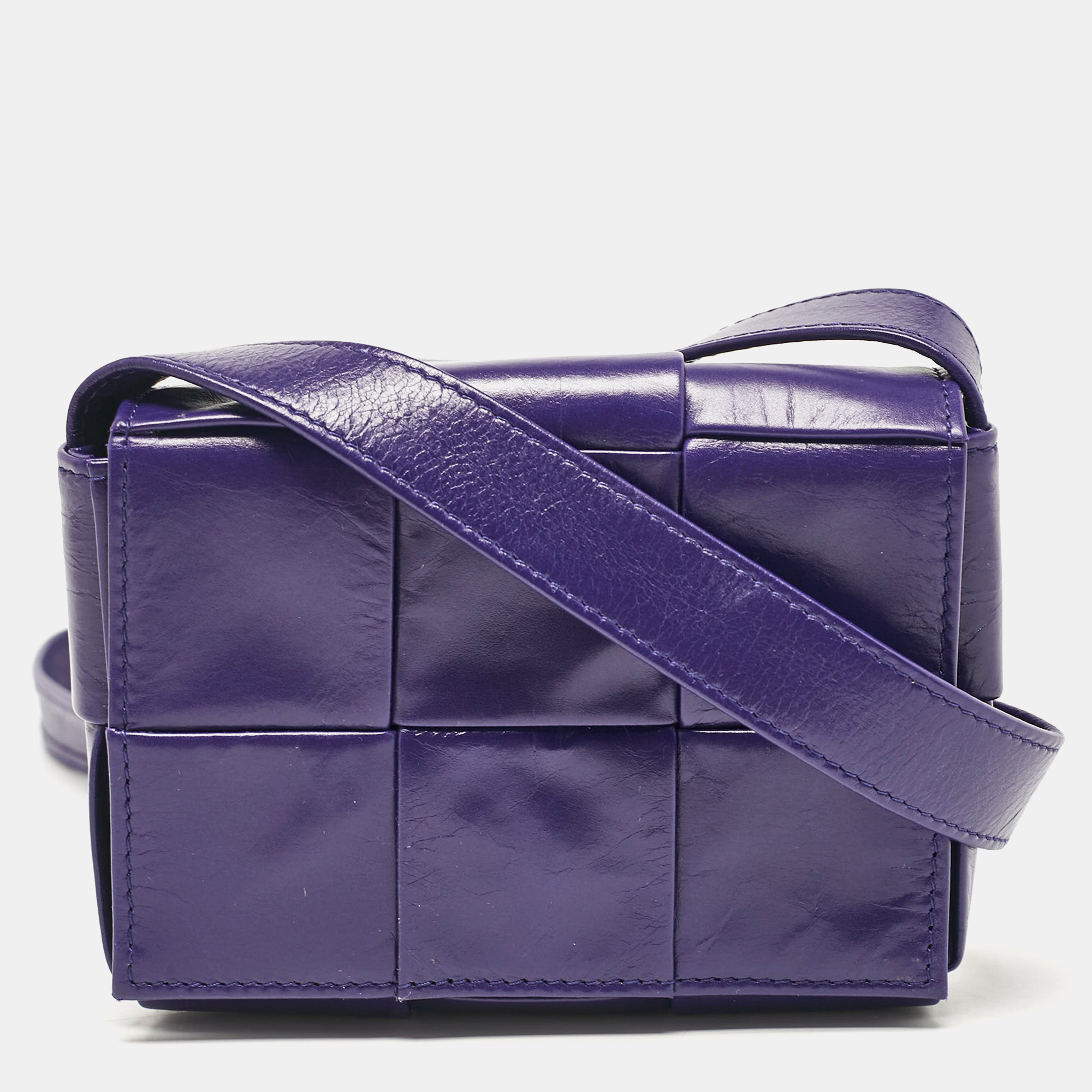 

Bottega Veneta Purple Intrecciato Leather Mini Candy Cassette Crossbody Bag