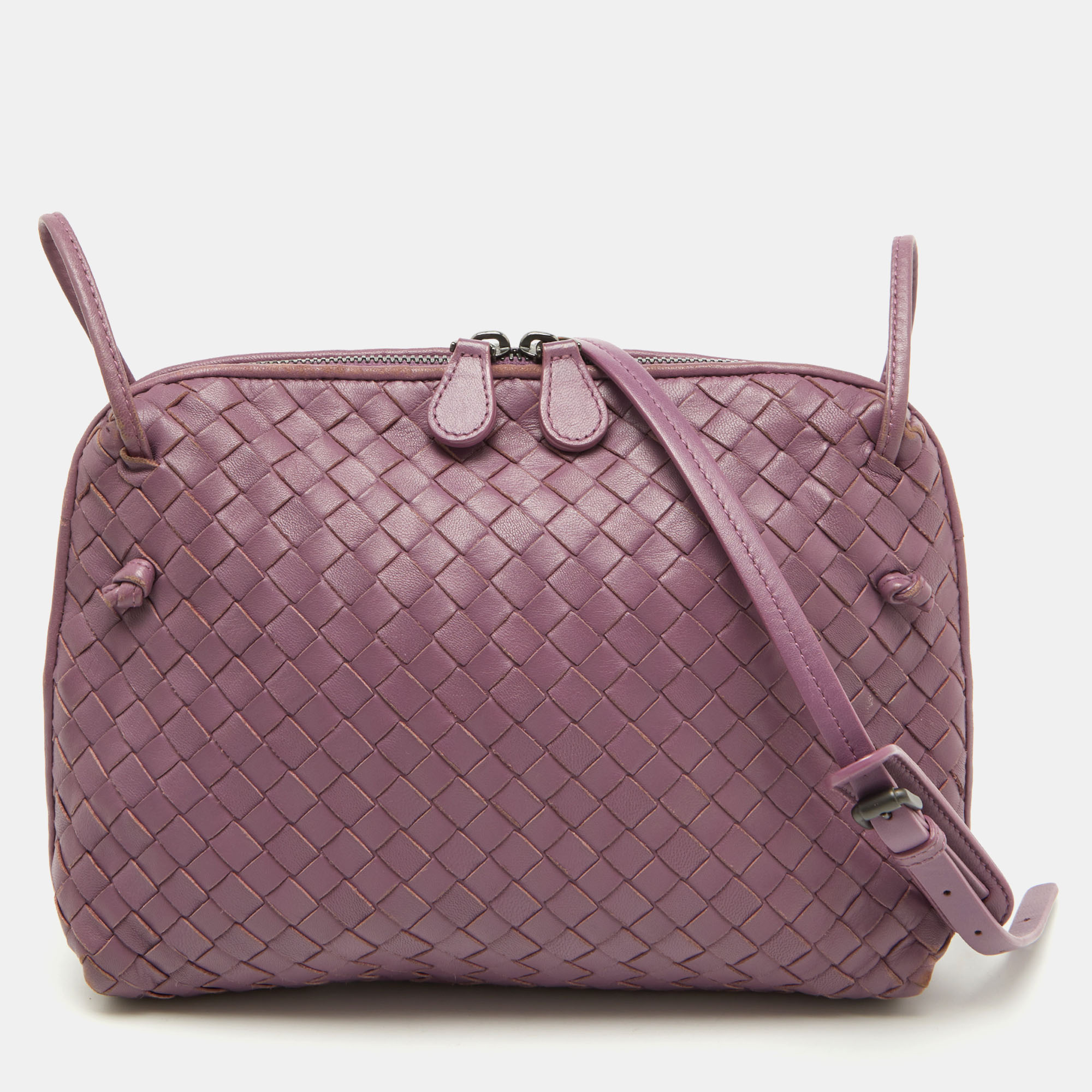 

Bottega Veneta Mauve Purple Intrecciato Leather Nodini Shoulder Bag