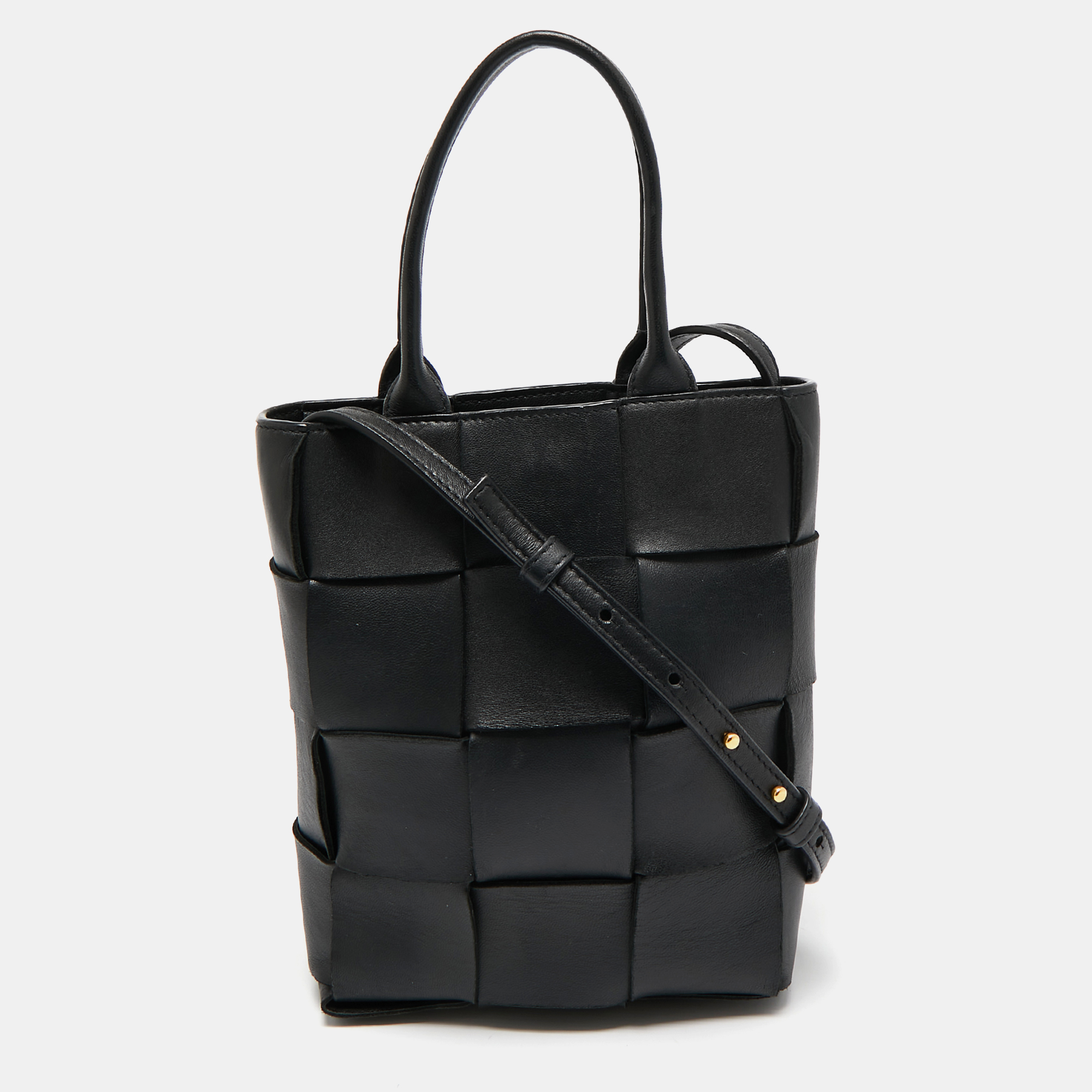 

Bottega Veneta Black Intrecciato Leather North South Cassette Tote