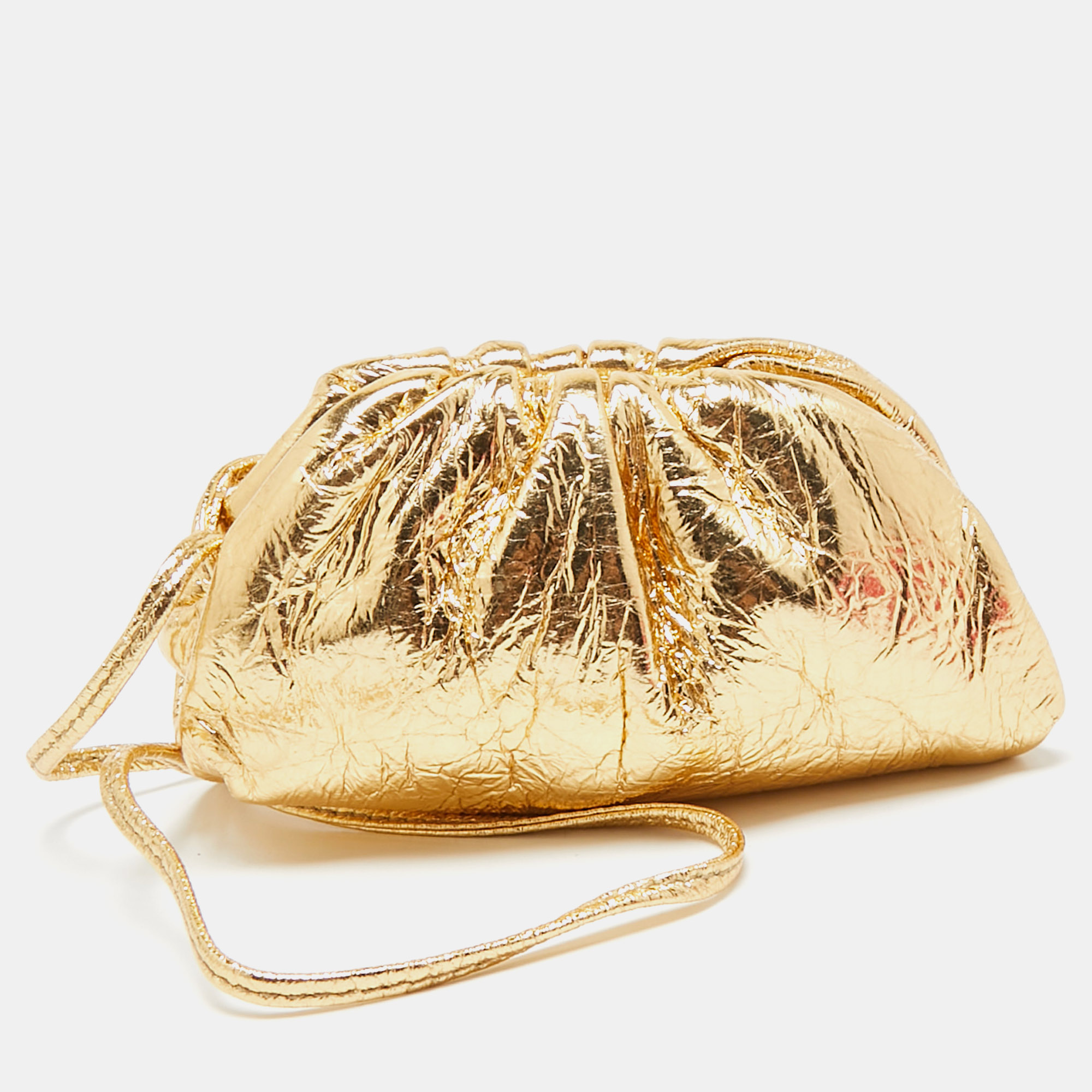 

Bottega Veneta Gold Patent Leather The Pouch Coin Purse