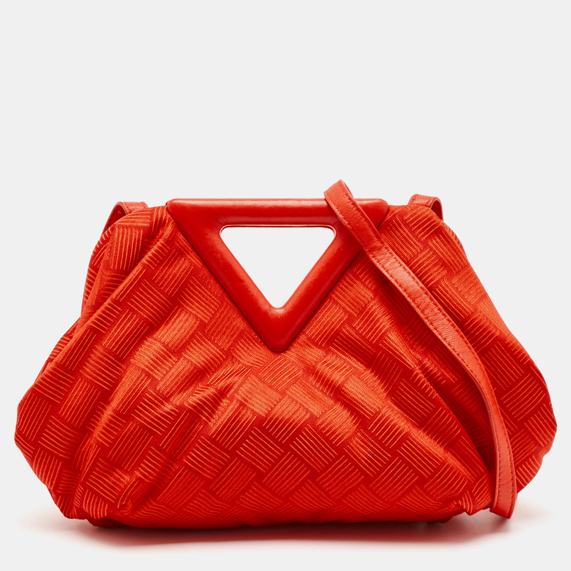 

Bottega Veneta Red Increcciato Fabric Small The Point Triangle Bag