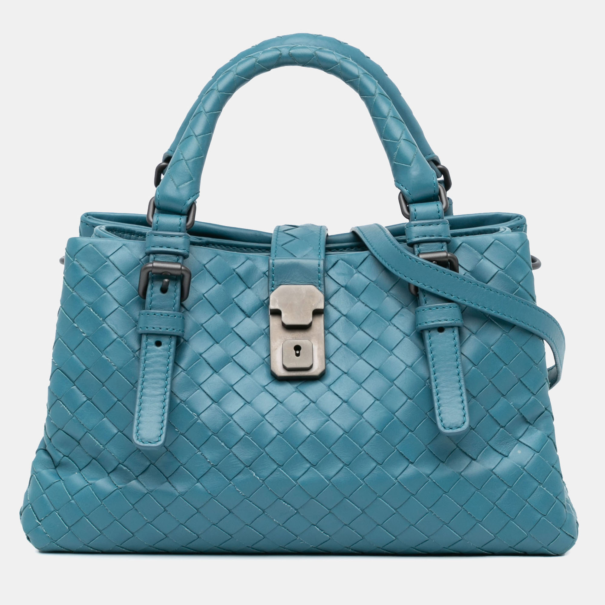 

Bottega Veneta Blue Leather Mini Intrecciato Roma