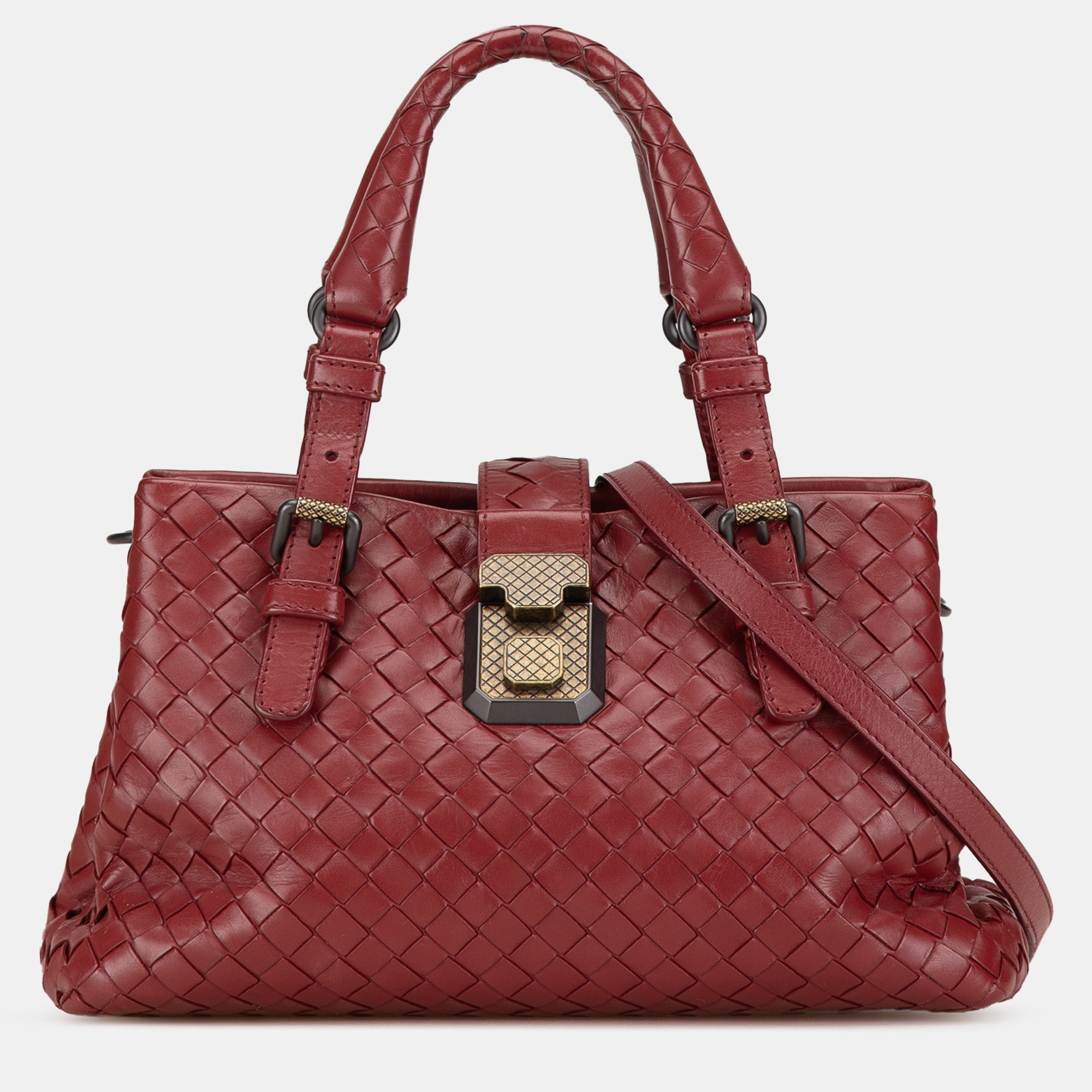 

Bottega Veneta Mini Nappa Intrecciato Roma Satchel, Red