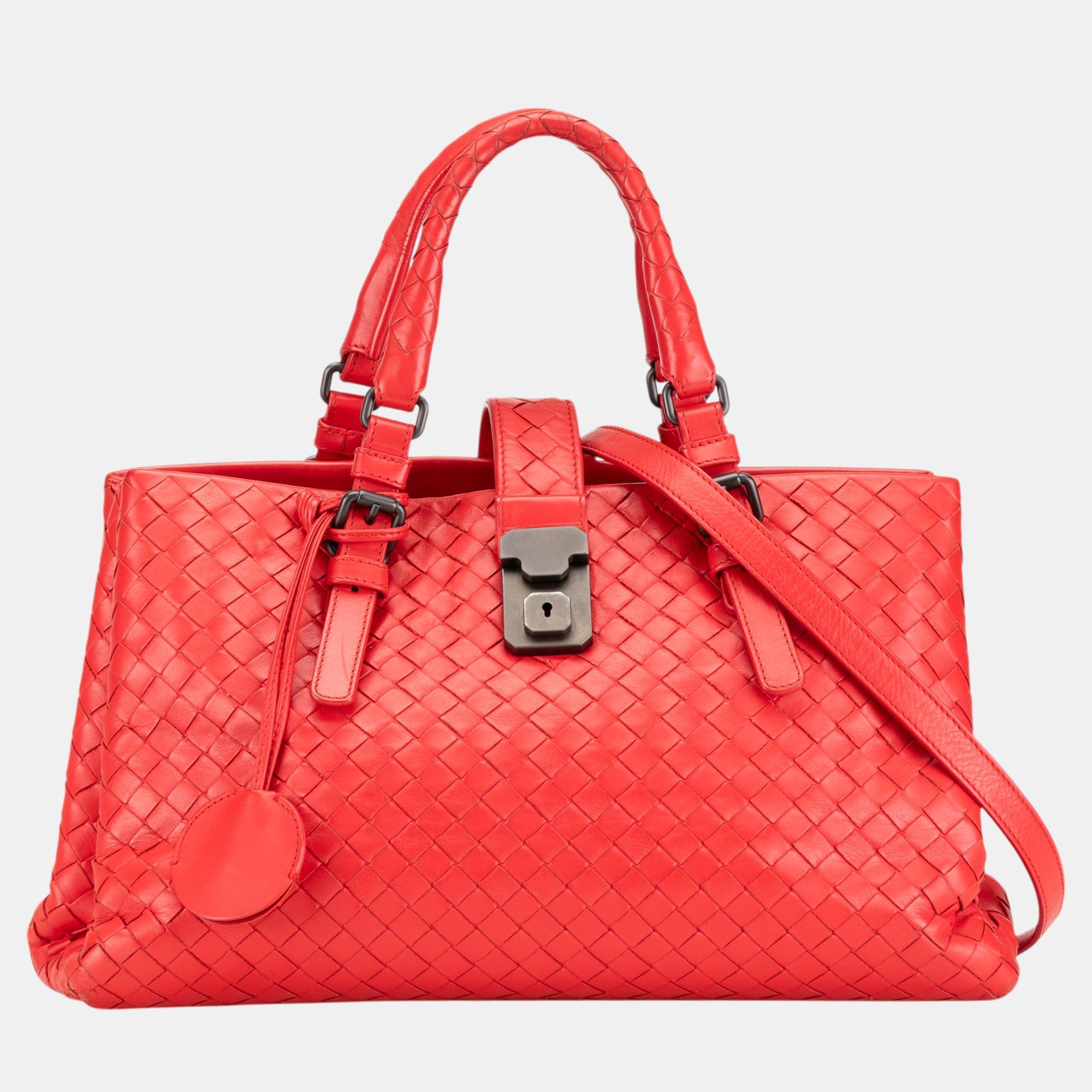 

Bottega Veneta Red Small Intrecciato Roma