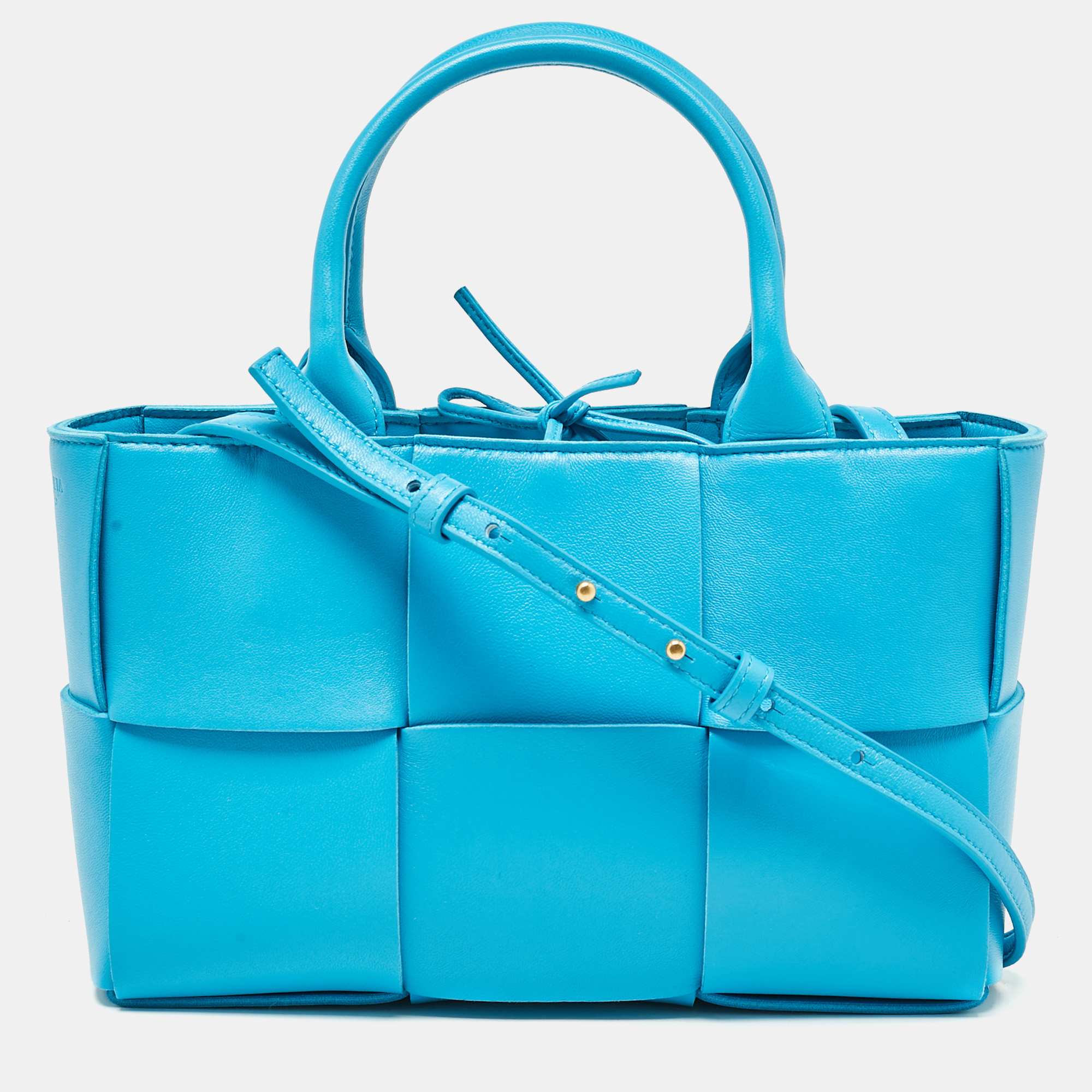 

Bottega Veneta Light Blue Intrecciato Leather Mini Arco Tote