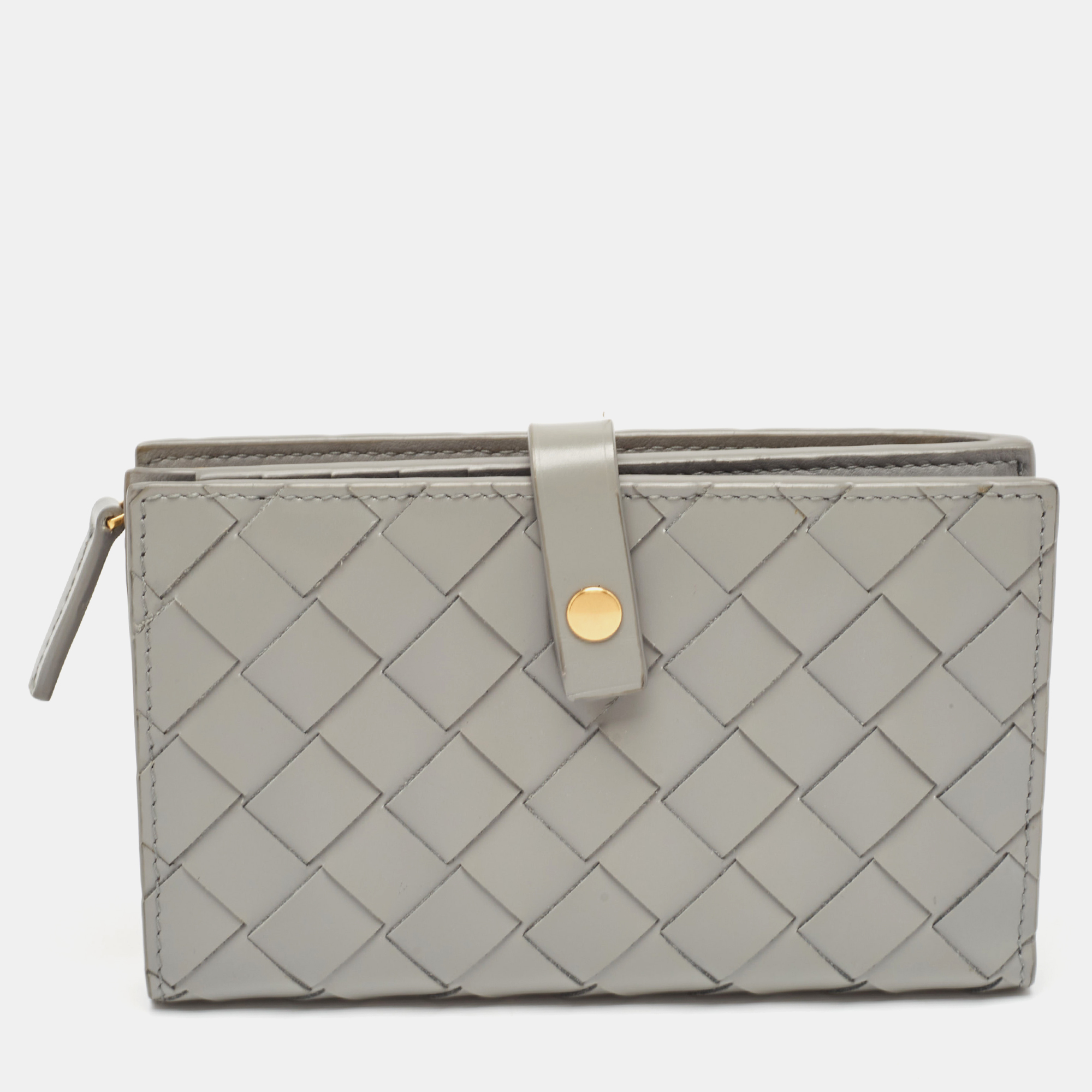 

Bottega Veneta Grey Intrecciato Leather French Wallet