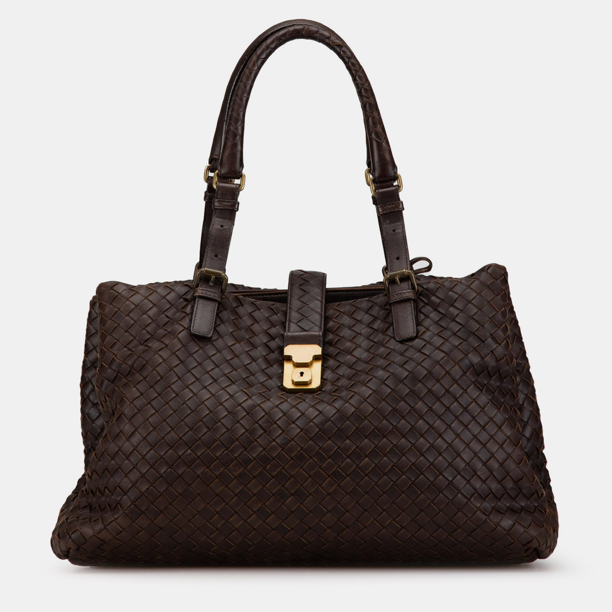 

Bottega Veneta Brown Medium Intrecciato Roma Satchel