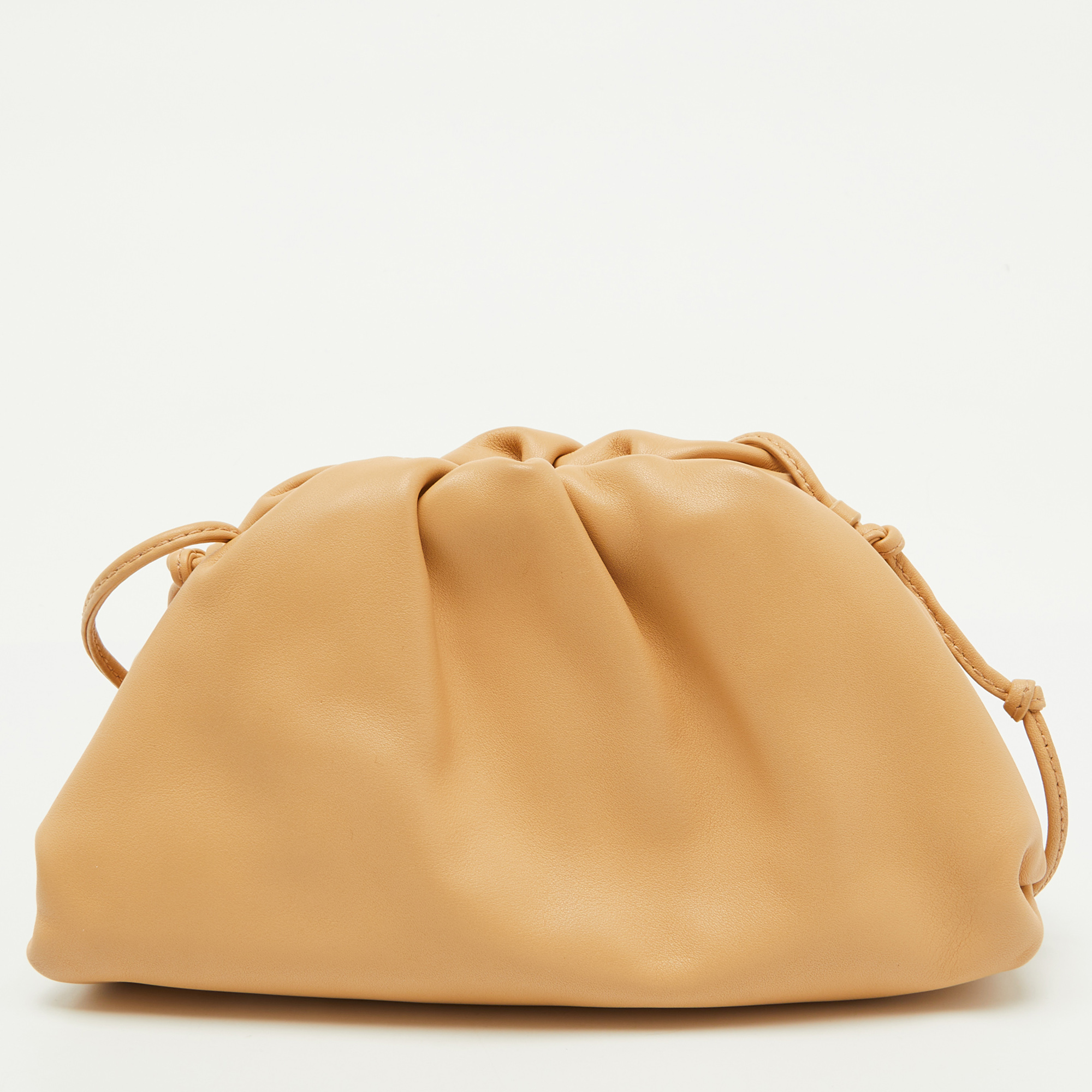 Bottega Veneta Beige Leather Mini Pouch Clutch 