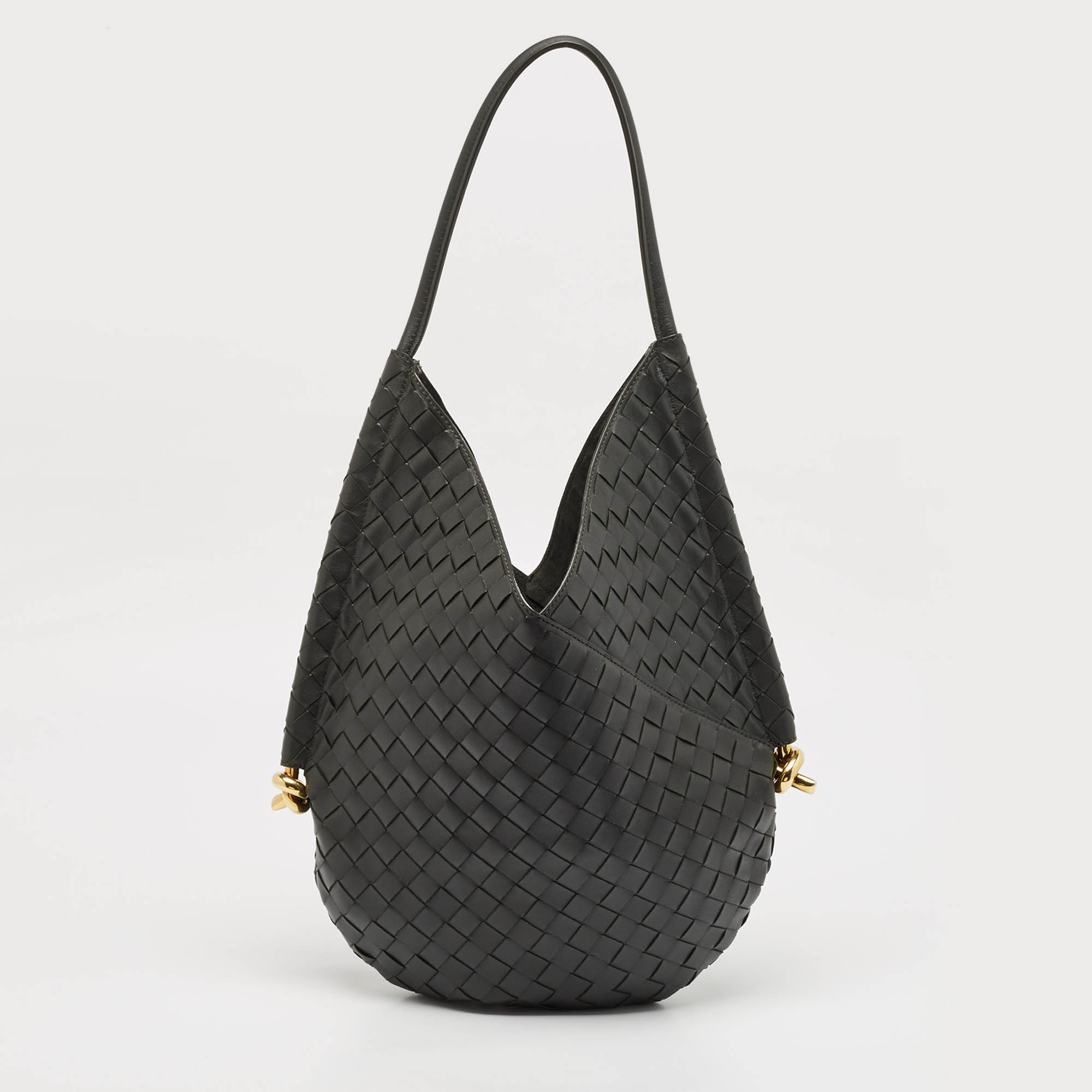 Bottega Veneta Black Intrecciato Leather Medium Solstice Hobo 
