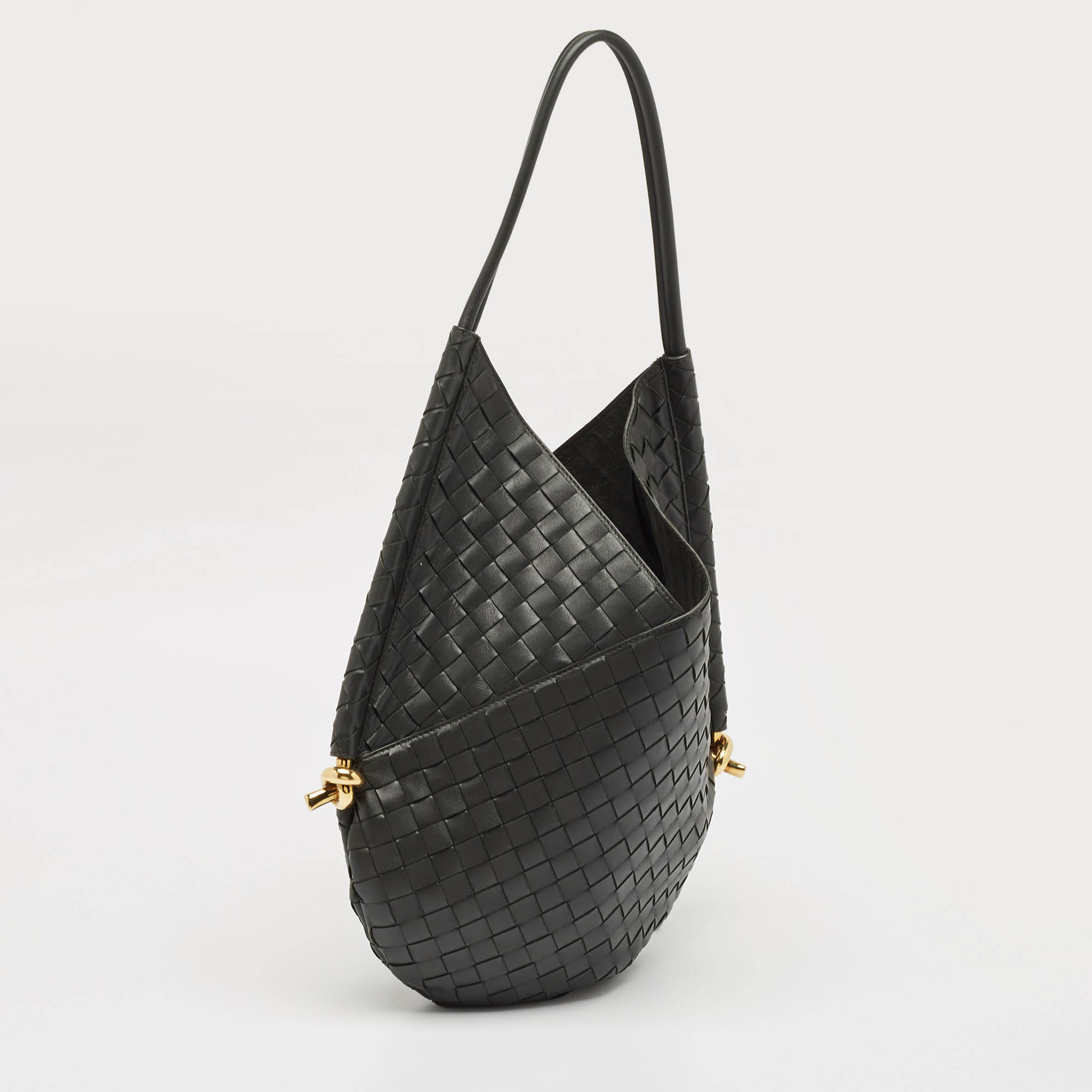 Bottega Veneta Black Intrecciato Leather Medium Solstice Hobo 