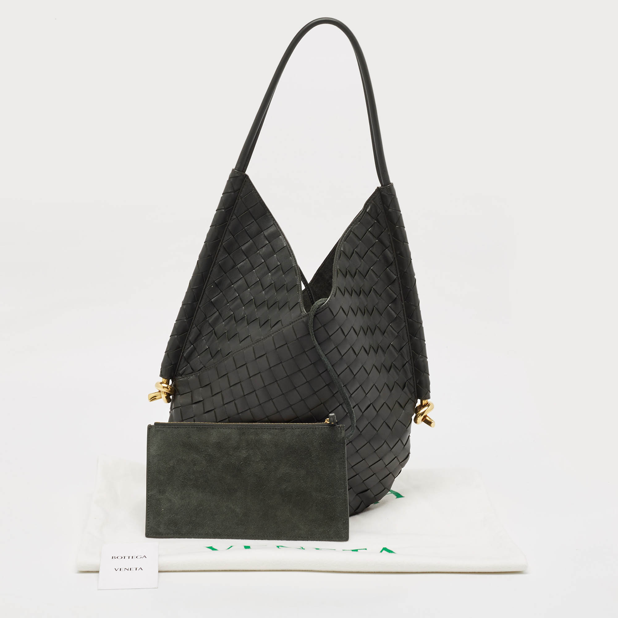 Bottega Veneta Black Intrecciato Leather Medium Solstice Hobo 