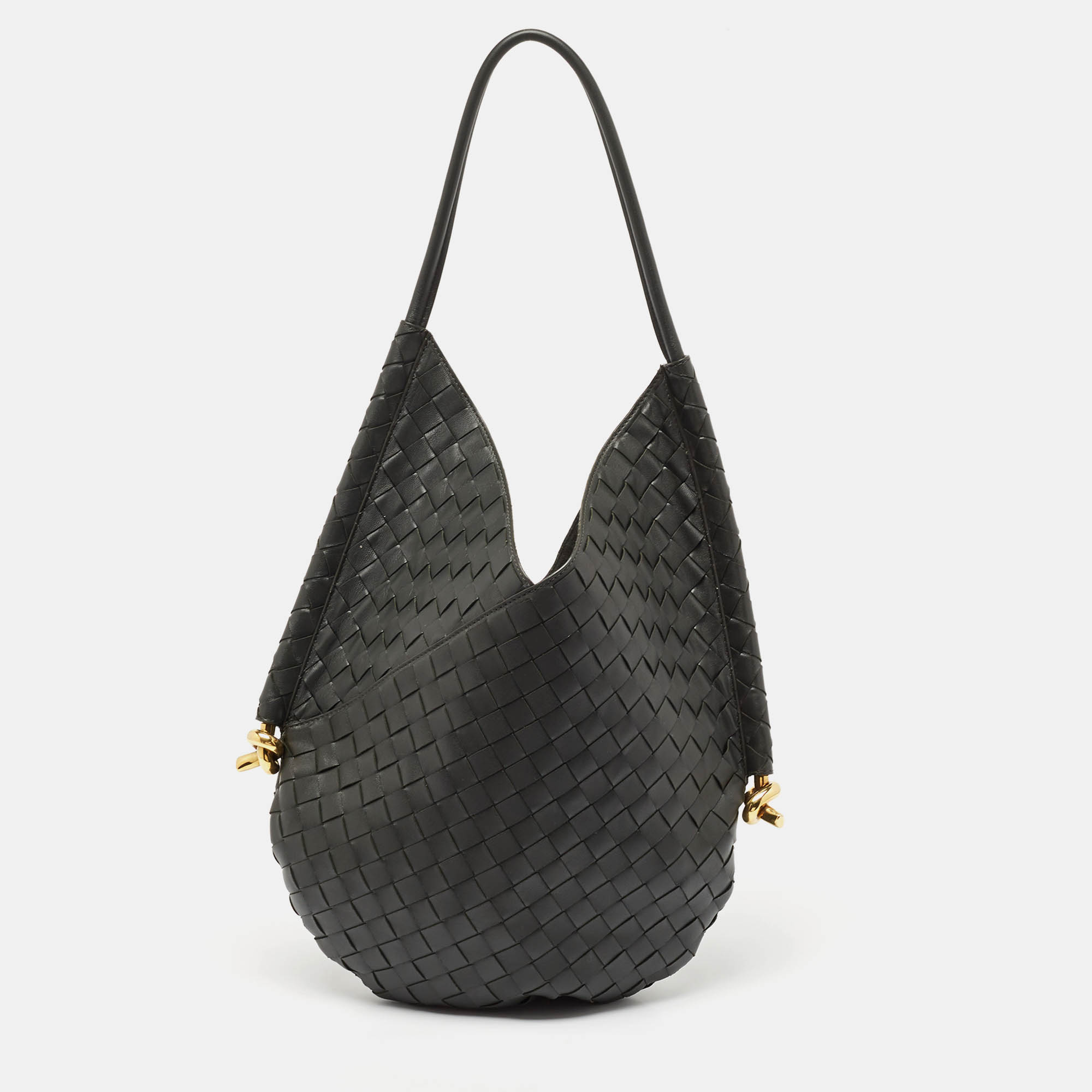 

Bottega Veneta Black Intrecciato Leather Medium Solstice Hobo