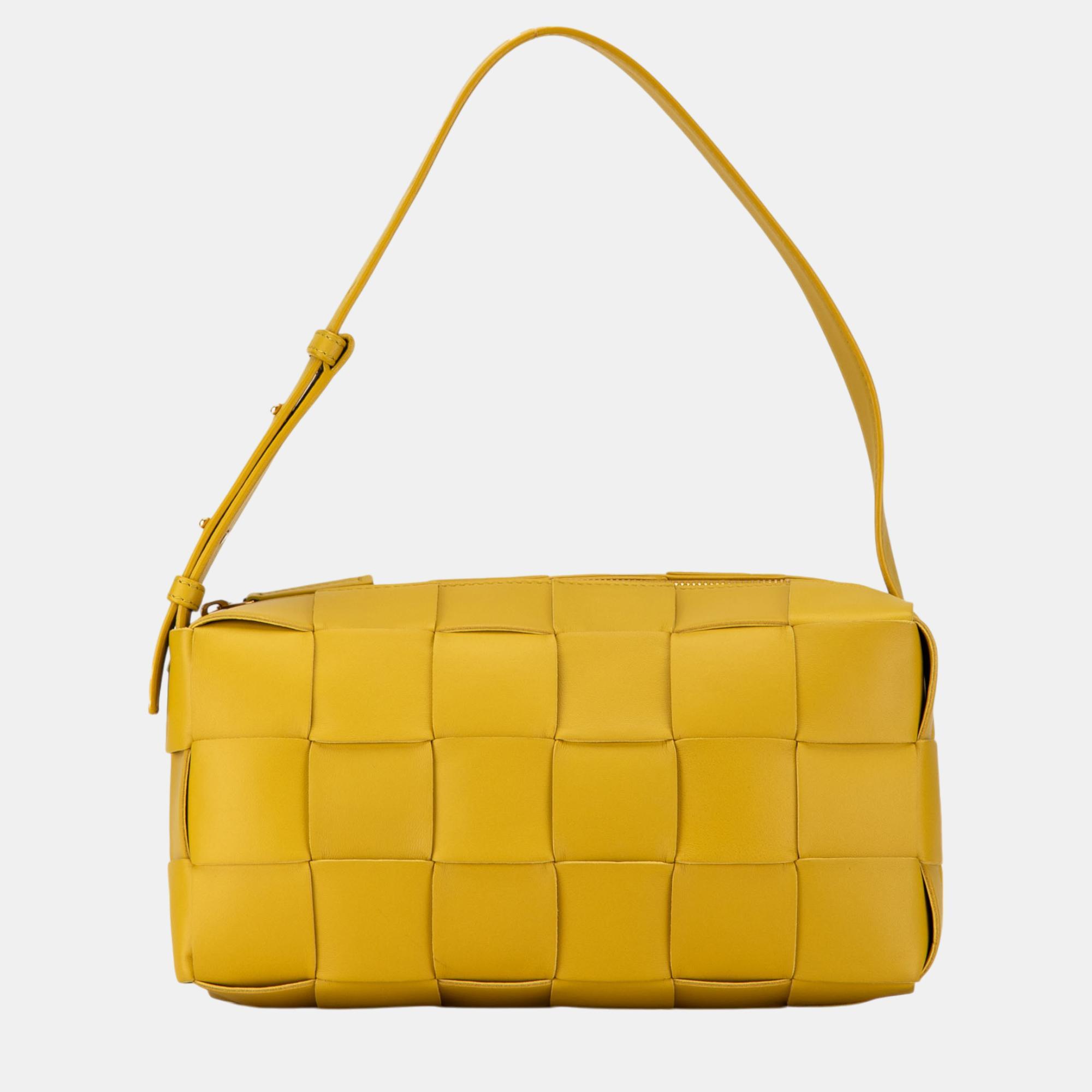 

Bottega Veneta Yellow Medium Lambskin Intrecciato Brick Cassette