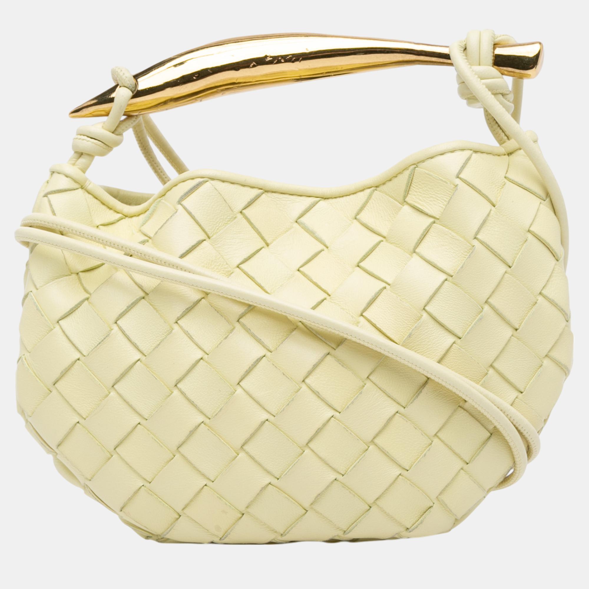 

Bottega Veneta Yellow Baby Lambskin Intrecciato Sardine Bag