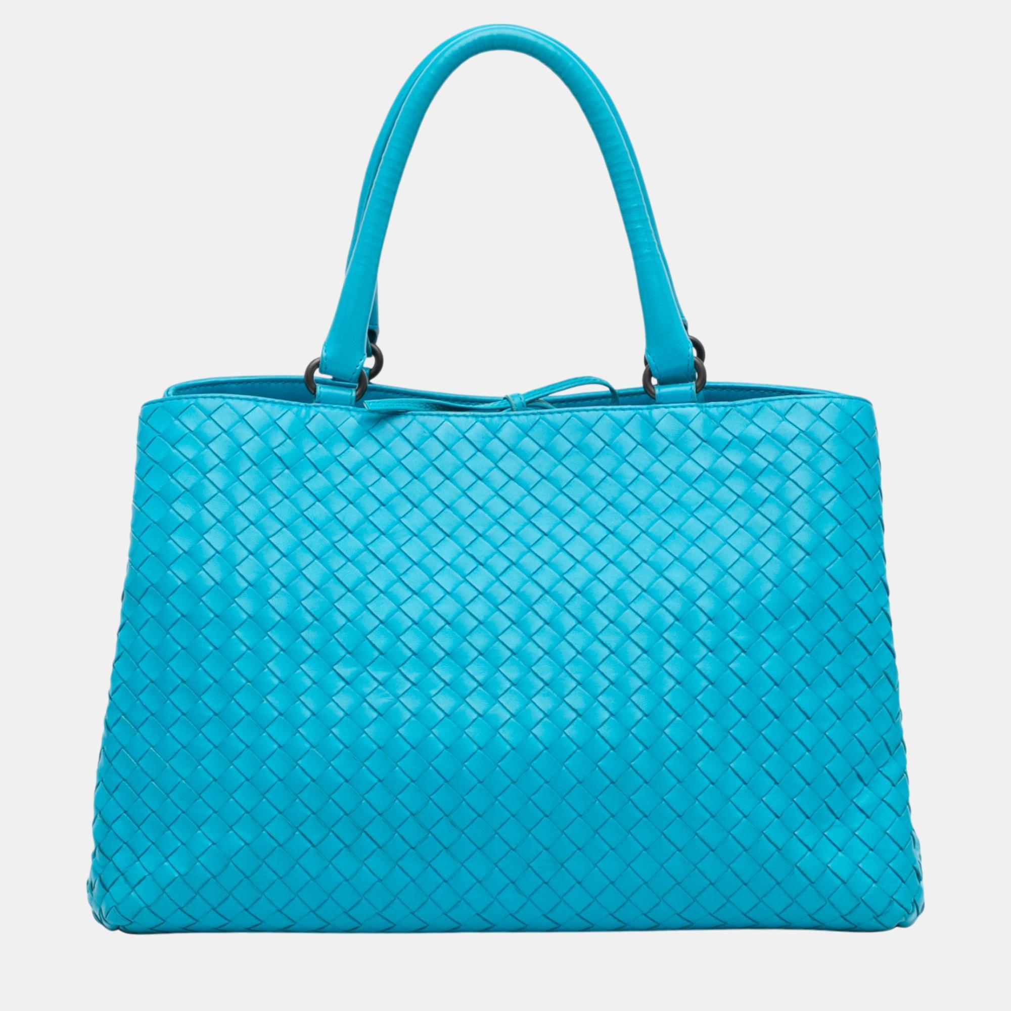 

Bottega Veneta Blue Intrecciato Milano Tote