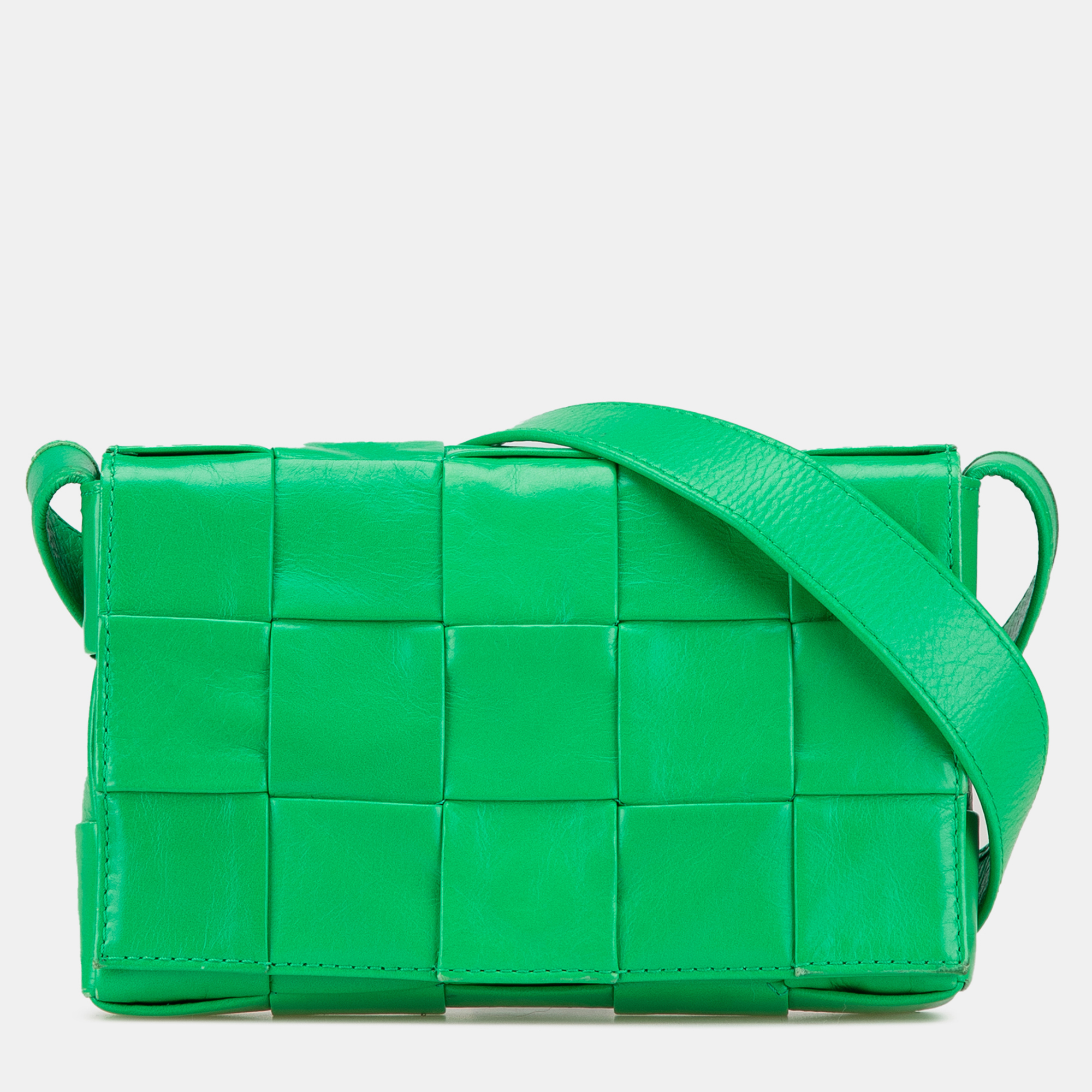 

Bottega Veneta Green Small Nappa Intrecciato Cassette Crossbody Bag