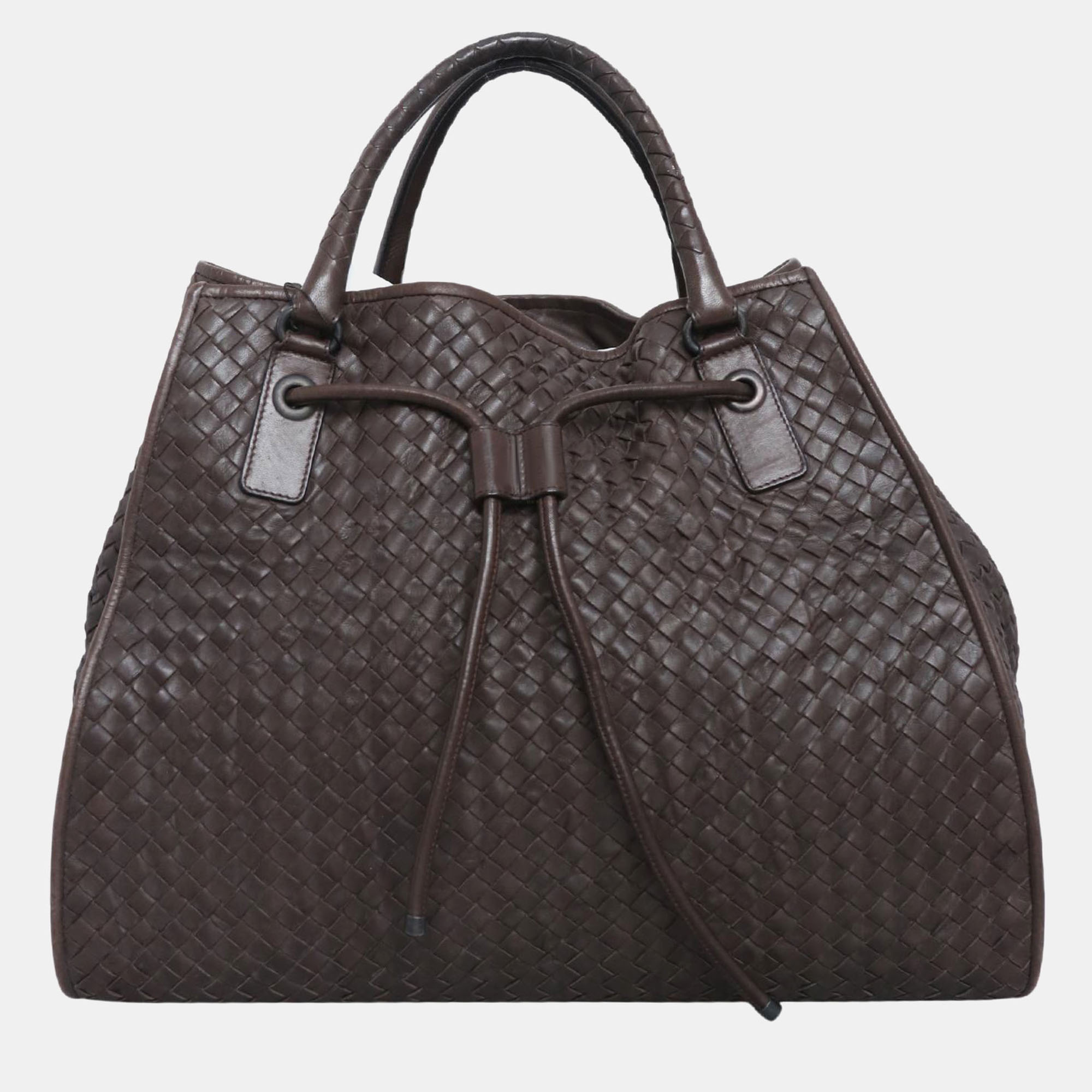 

Bottega Veneta Dark Brown Intrecciato Drawstring Tote Bag