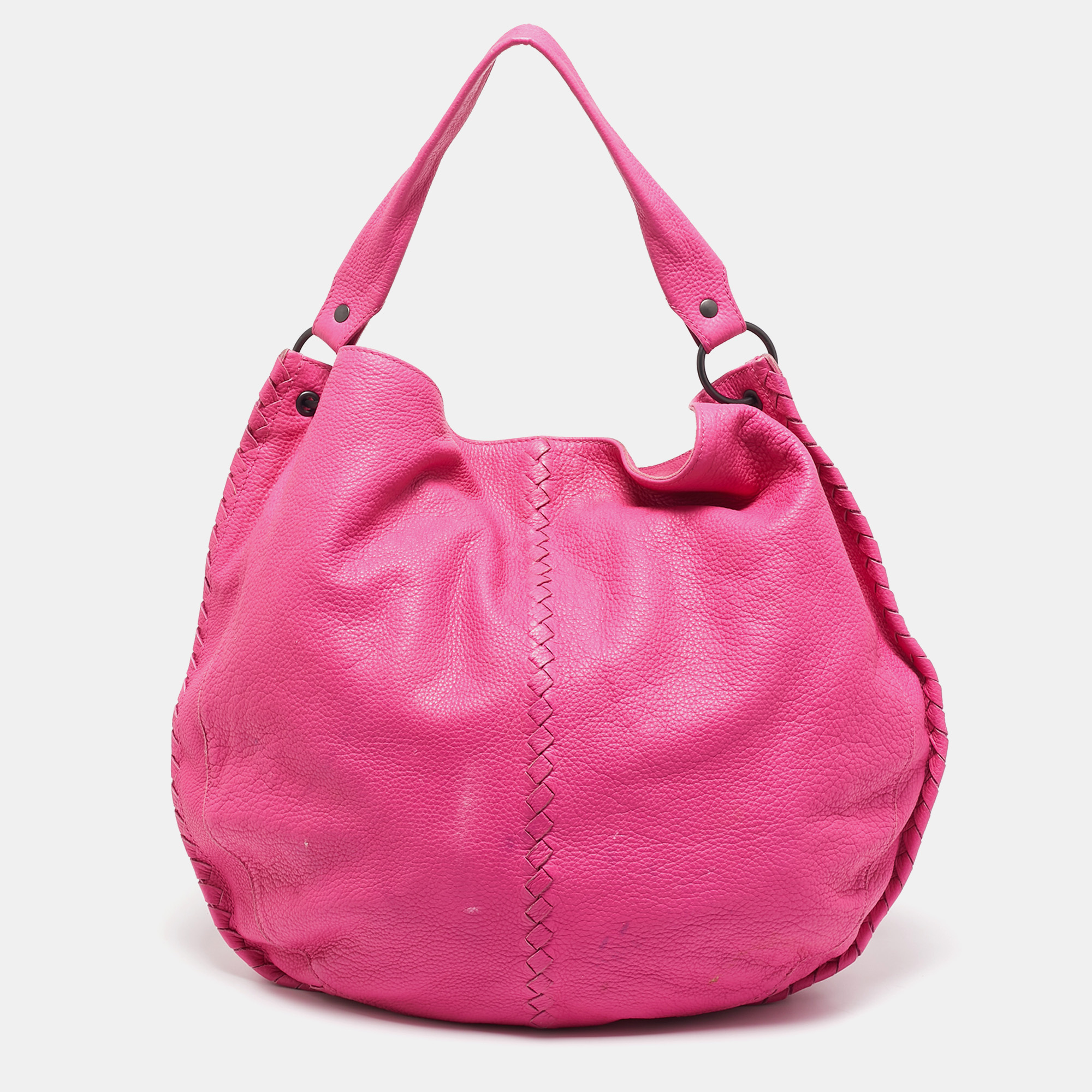 

Bottega Veneta Pink Intrecciato Leather Cervo Hobo