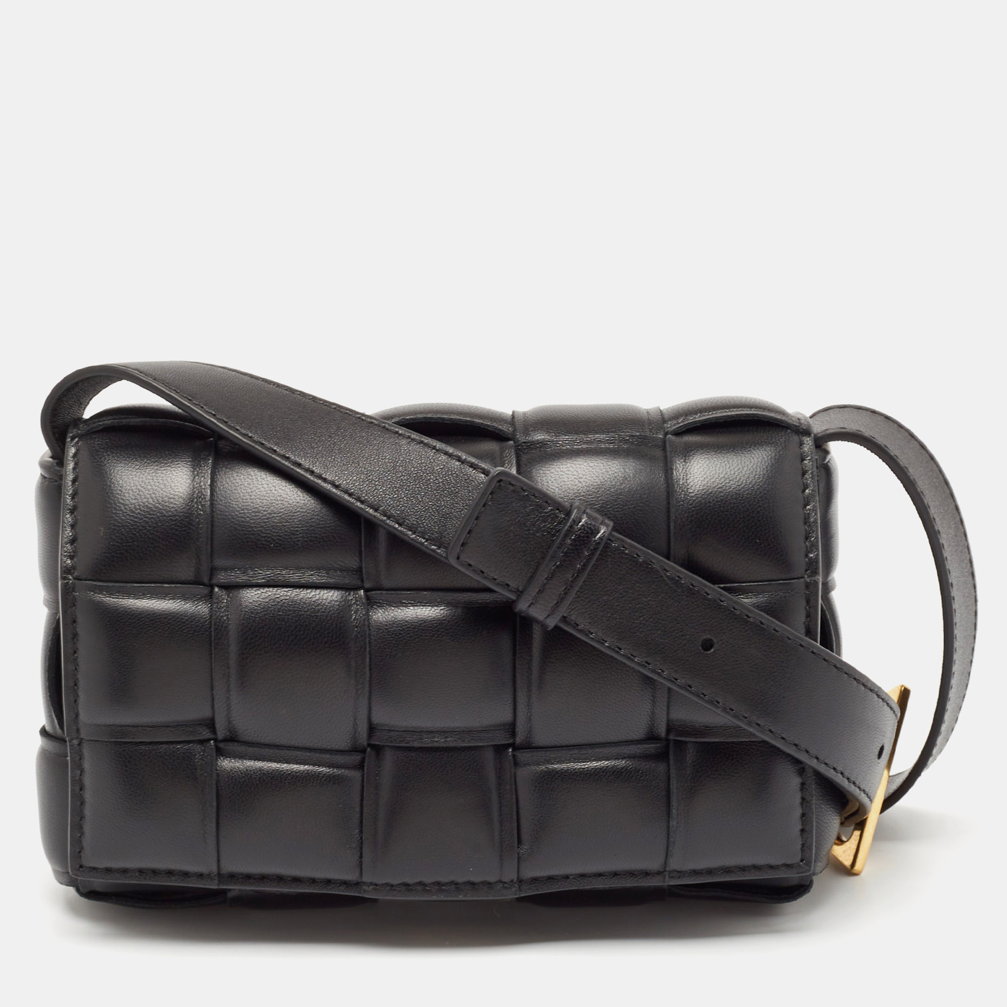 

Bottega Veneta Black Intreccio Padded Leather  Cassette Shoulder Bag