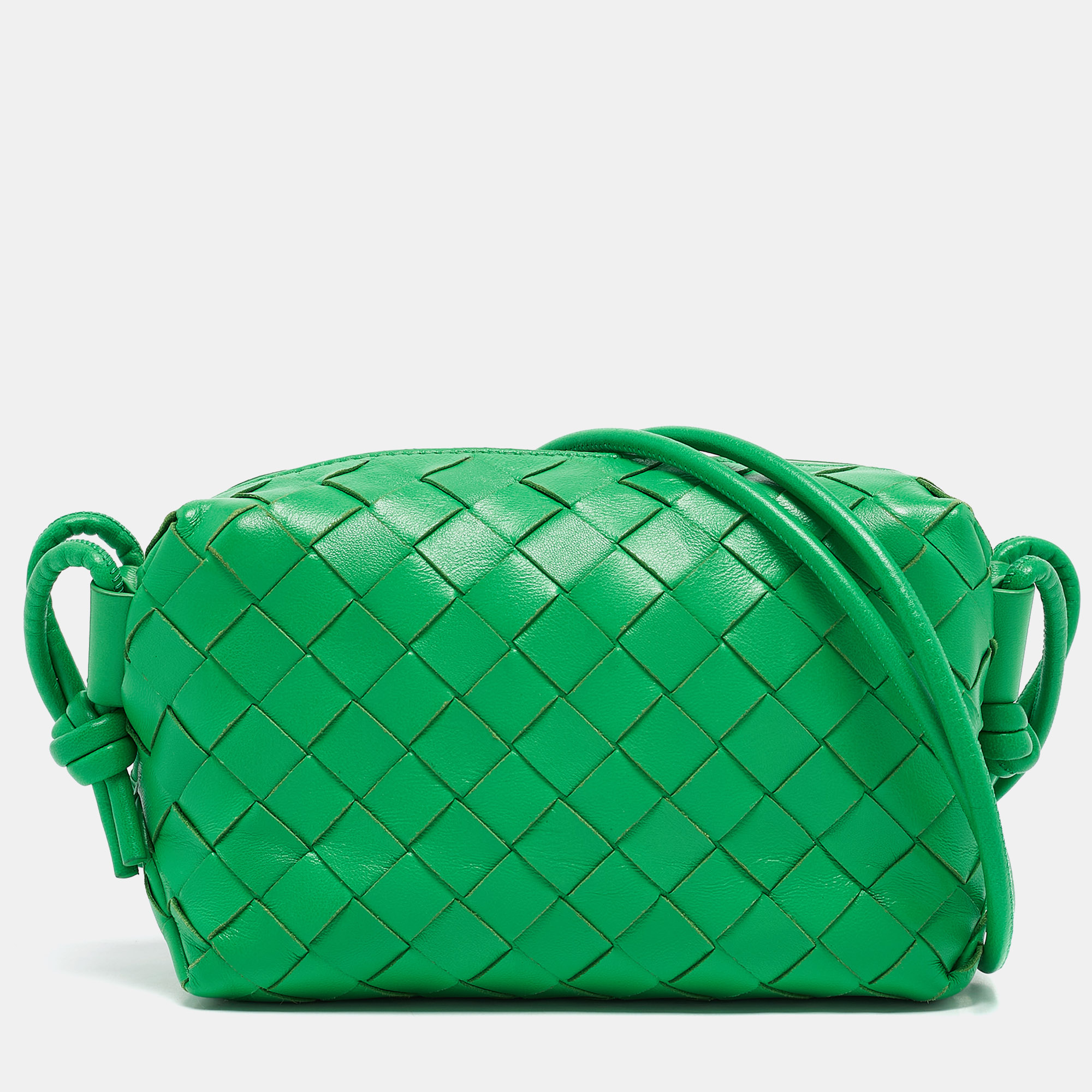 

Bottega Veneta Green Intrecciato Leather Mini Loop Camera Crossbody Bag