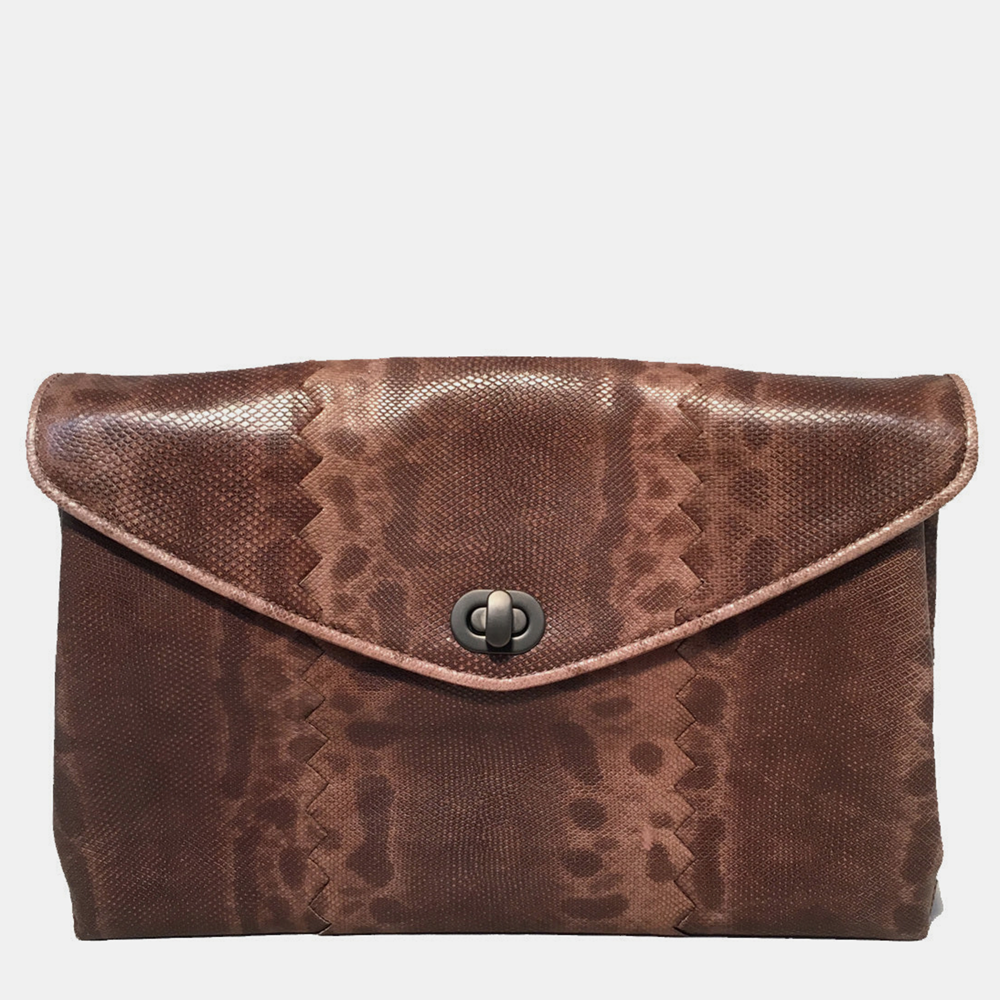 

Bottega Veneta Brown Lizard Leather Clutch