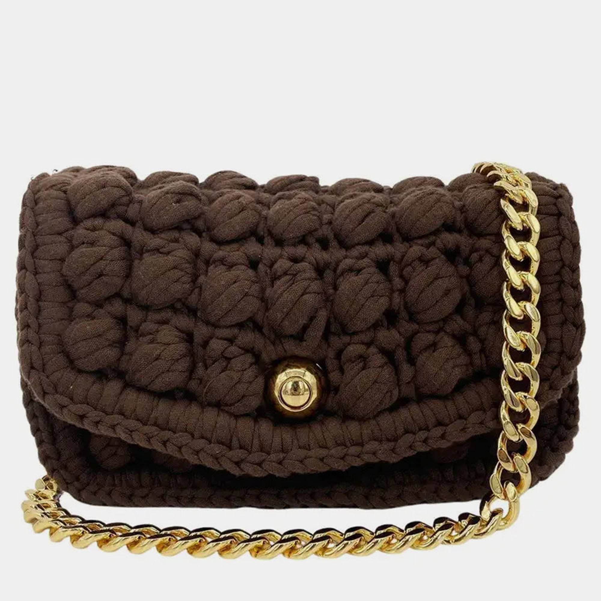 

Bottega Veneta Brownie Classic Brown Crochet Flap Bag