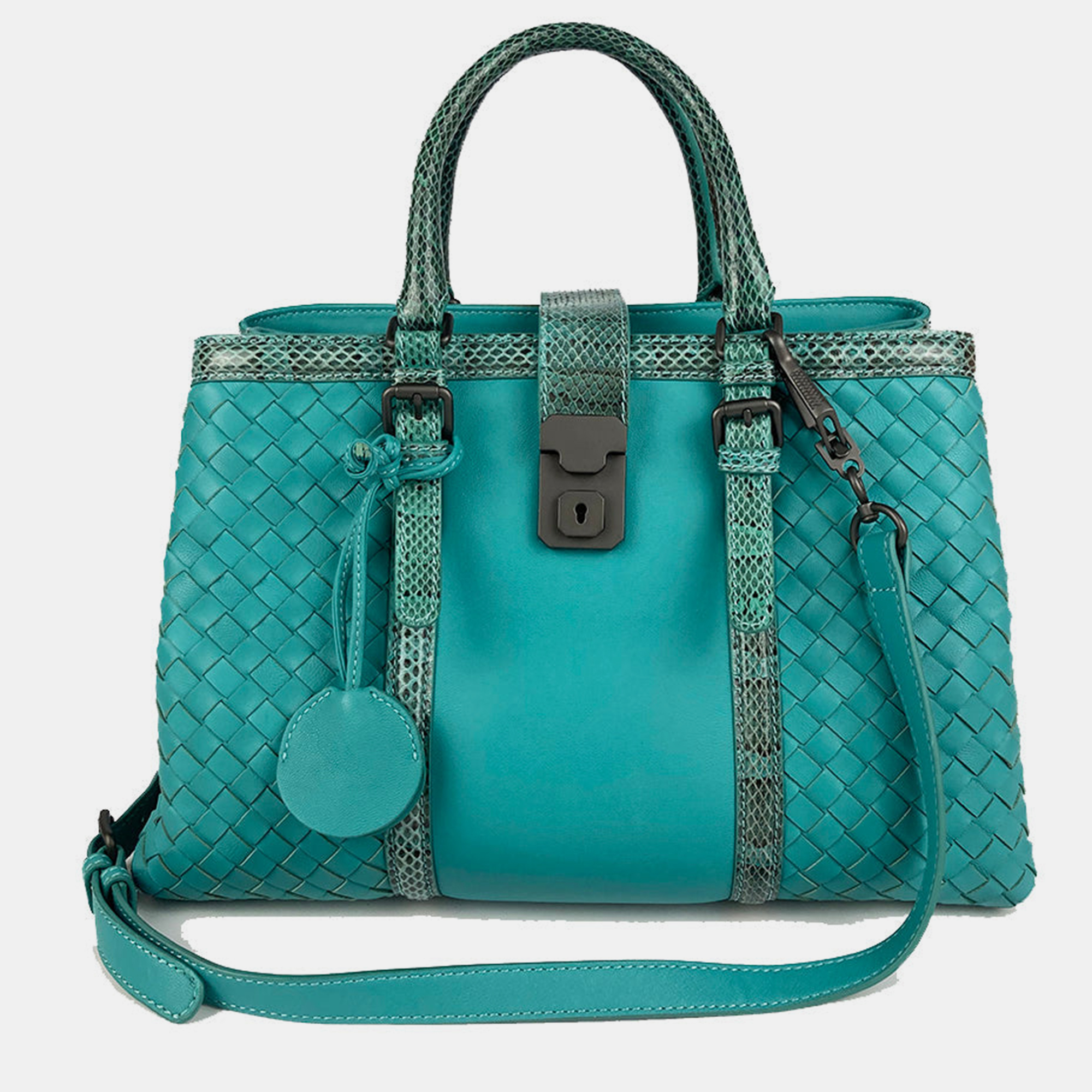 

Bottega Veneta Teal Nappa Ayers Small Roma Bag, Green