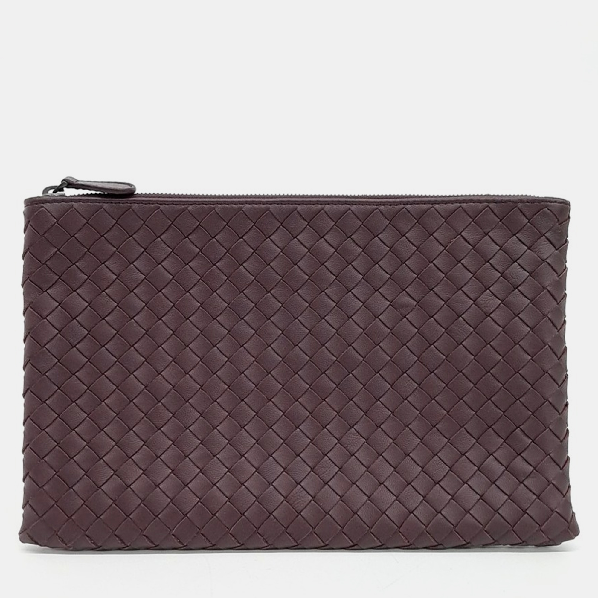 

Bottega Veneta Brown Leather Mesh Pouch, Purple