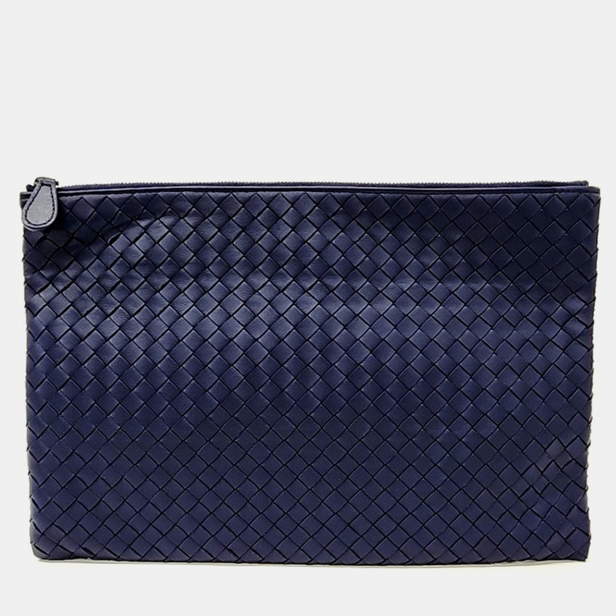 

Bottega Veneta Navy Blue Leather Mesh Clutch