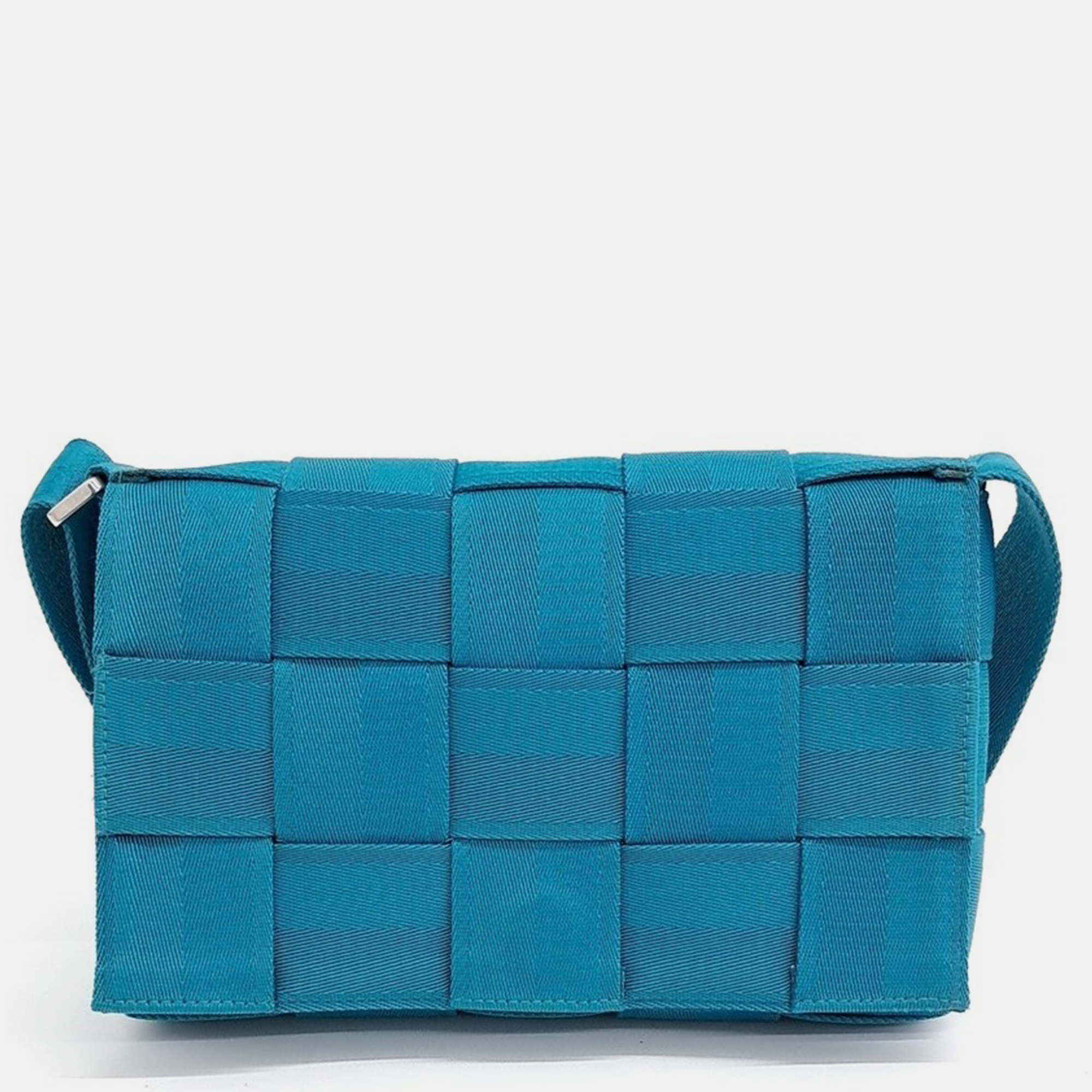 

Bottega Veneta Blue Fabric Web Cassette Bag